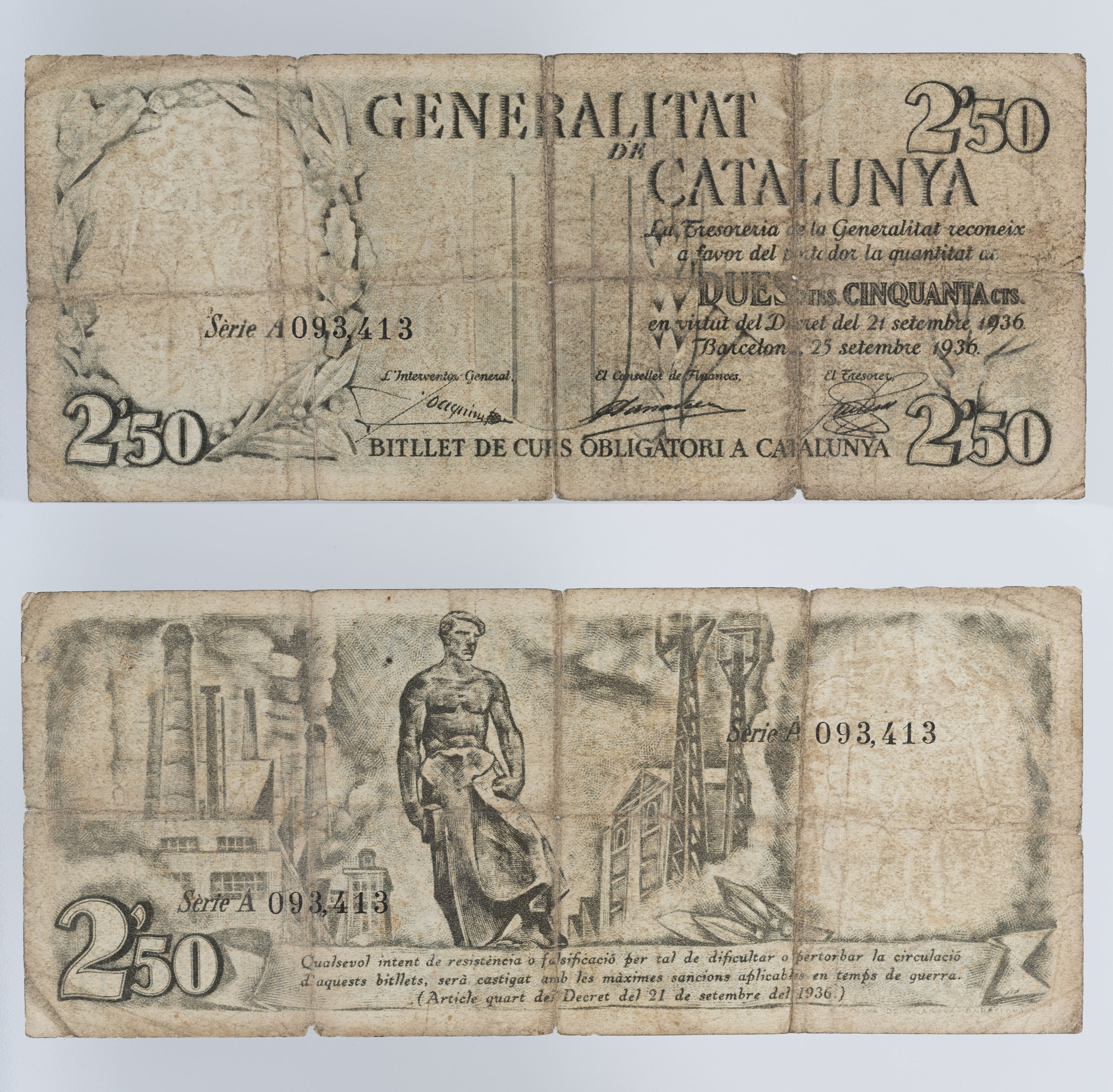image for: Generalitat de Catalunya - 2,50 pessetes - 25.09.1936