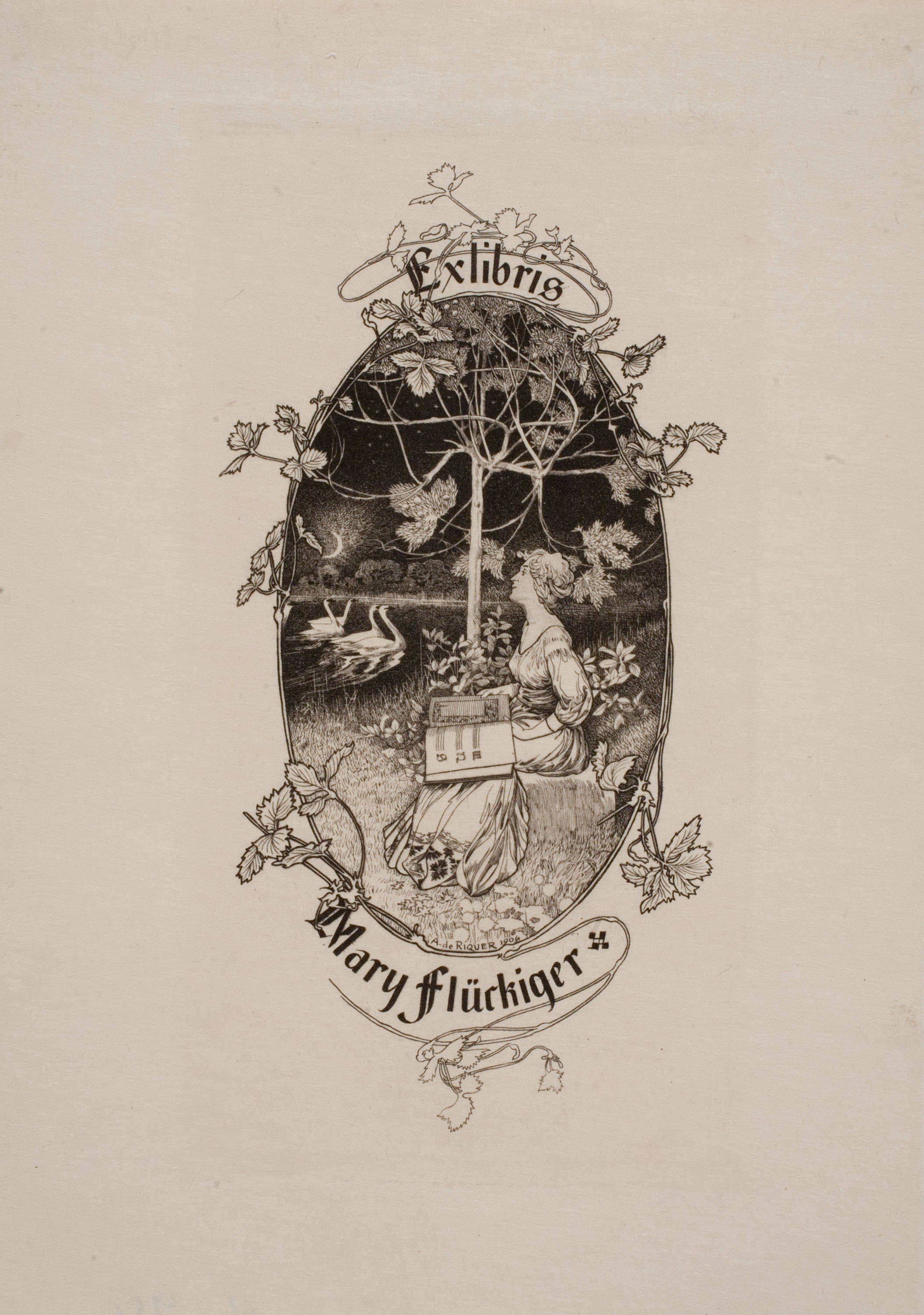 image for: Alexandre de Riquer - Exlibris Mary Flückiger - 1904