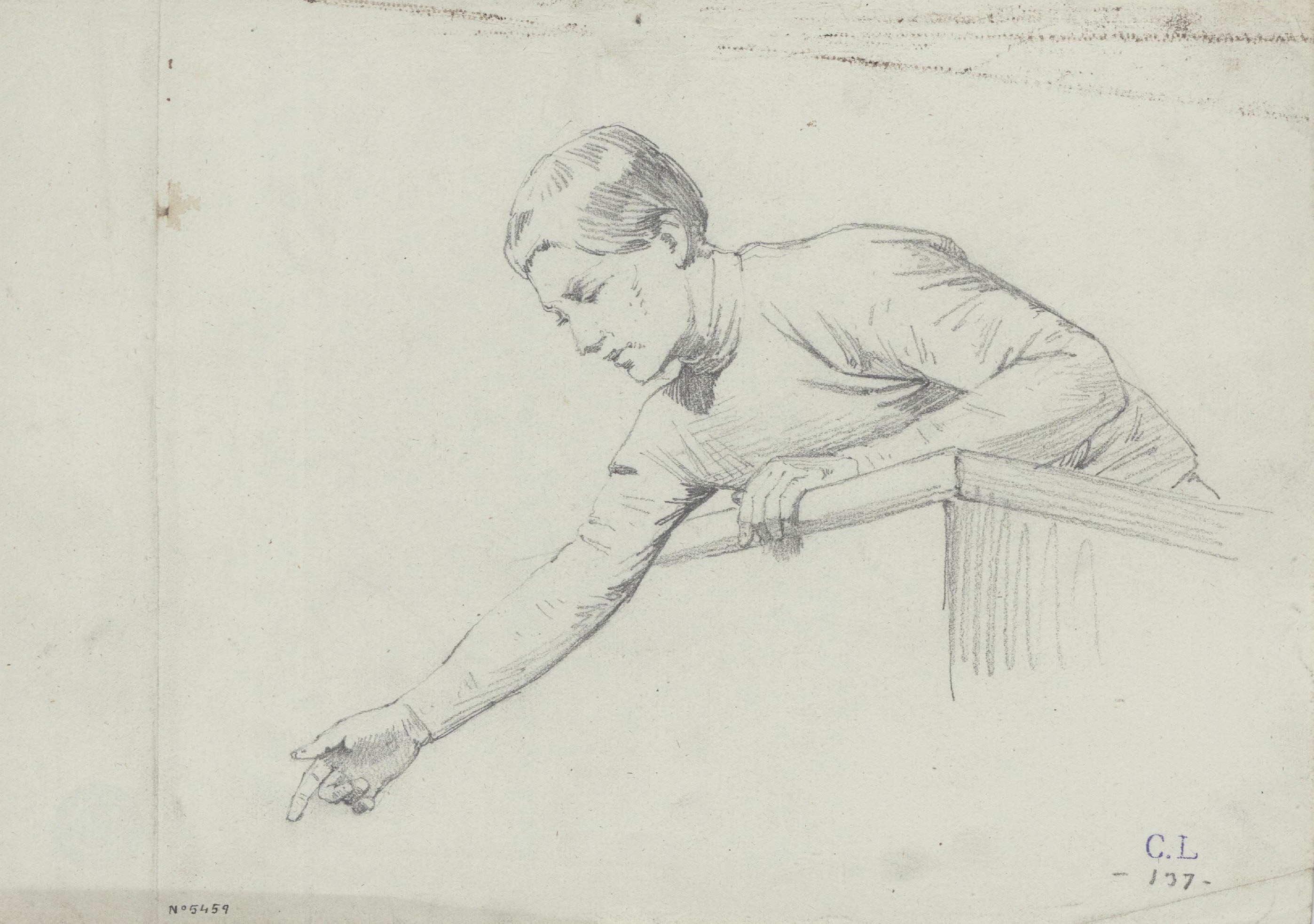 image for: Claudi Lorenzale - Estudi de Jove abocat a una tribuna per al quadre «Els ambaixadors de la Diputació a Vilafranca prohibeixen a la reina Joana que acompanyi el Príncep de Viana a Barcelona» - Cap a 1870