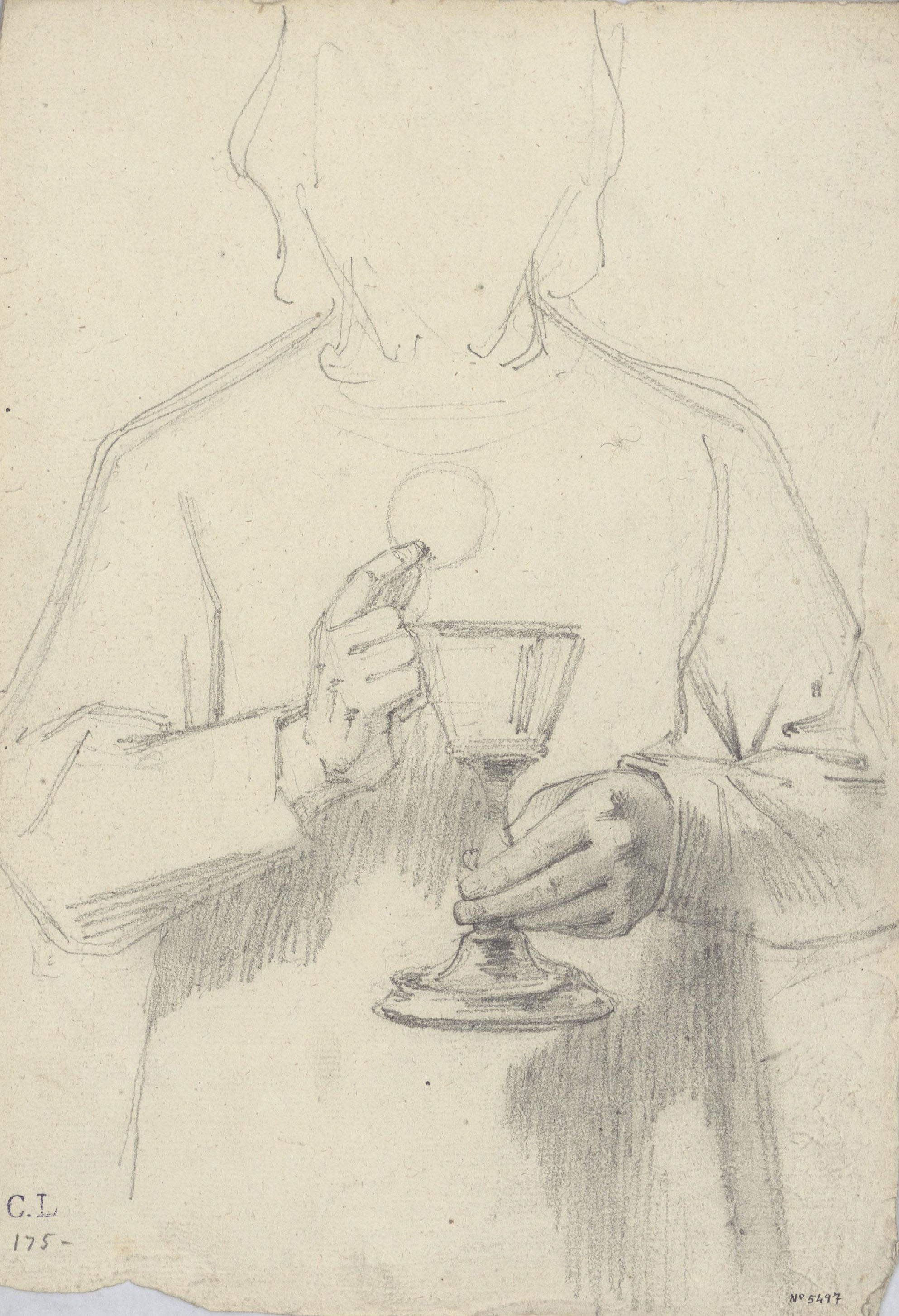 image for: Claudi Lorenzale - Estudi de Jesús en actitud de donar la Comunió - Cap a 1850-1870