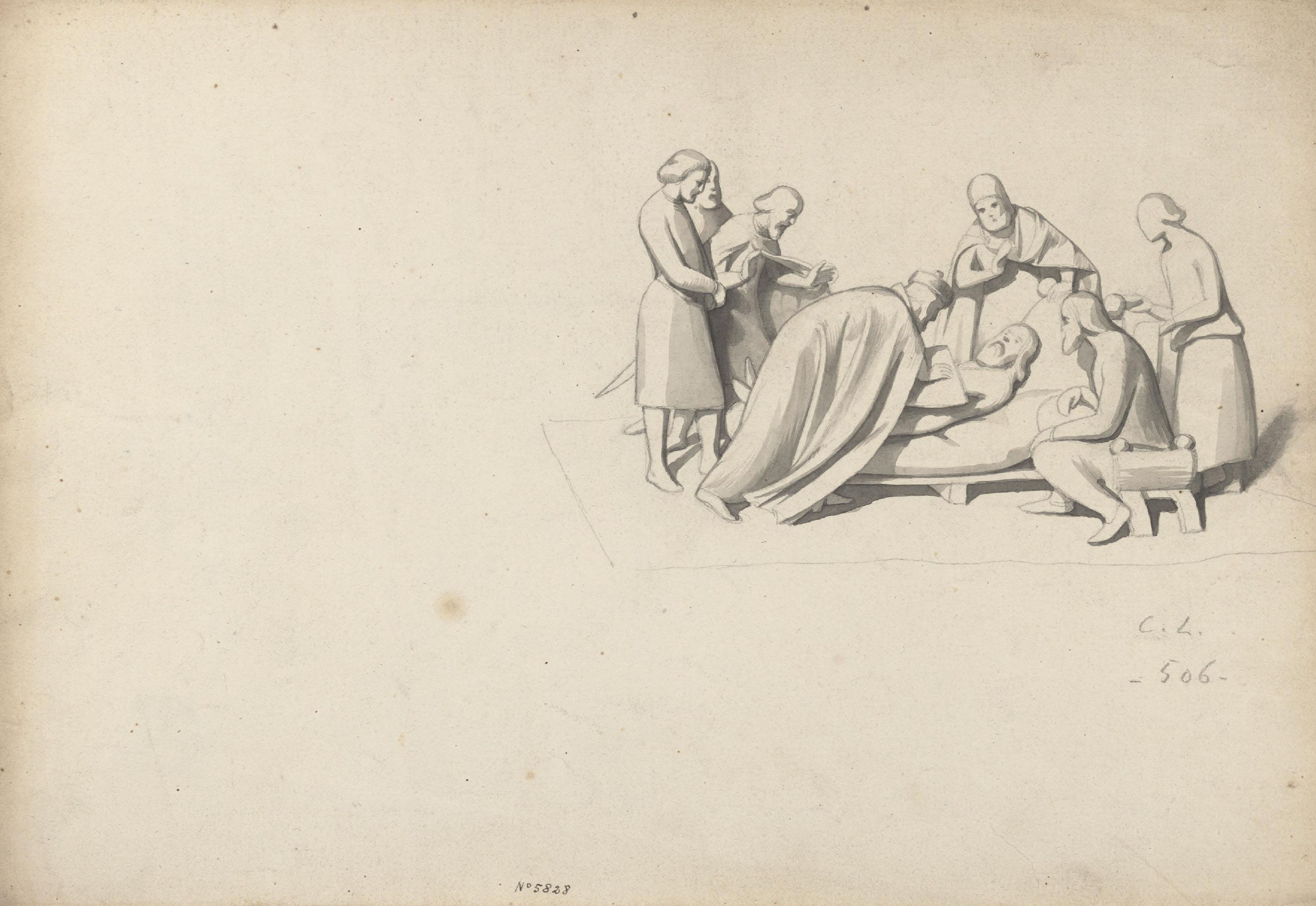 image for: Claudi Lorenzale - Estudi per al quadre «L'origen de l'escut del Comtat de Barcelona» - Cap a 1843-1844