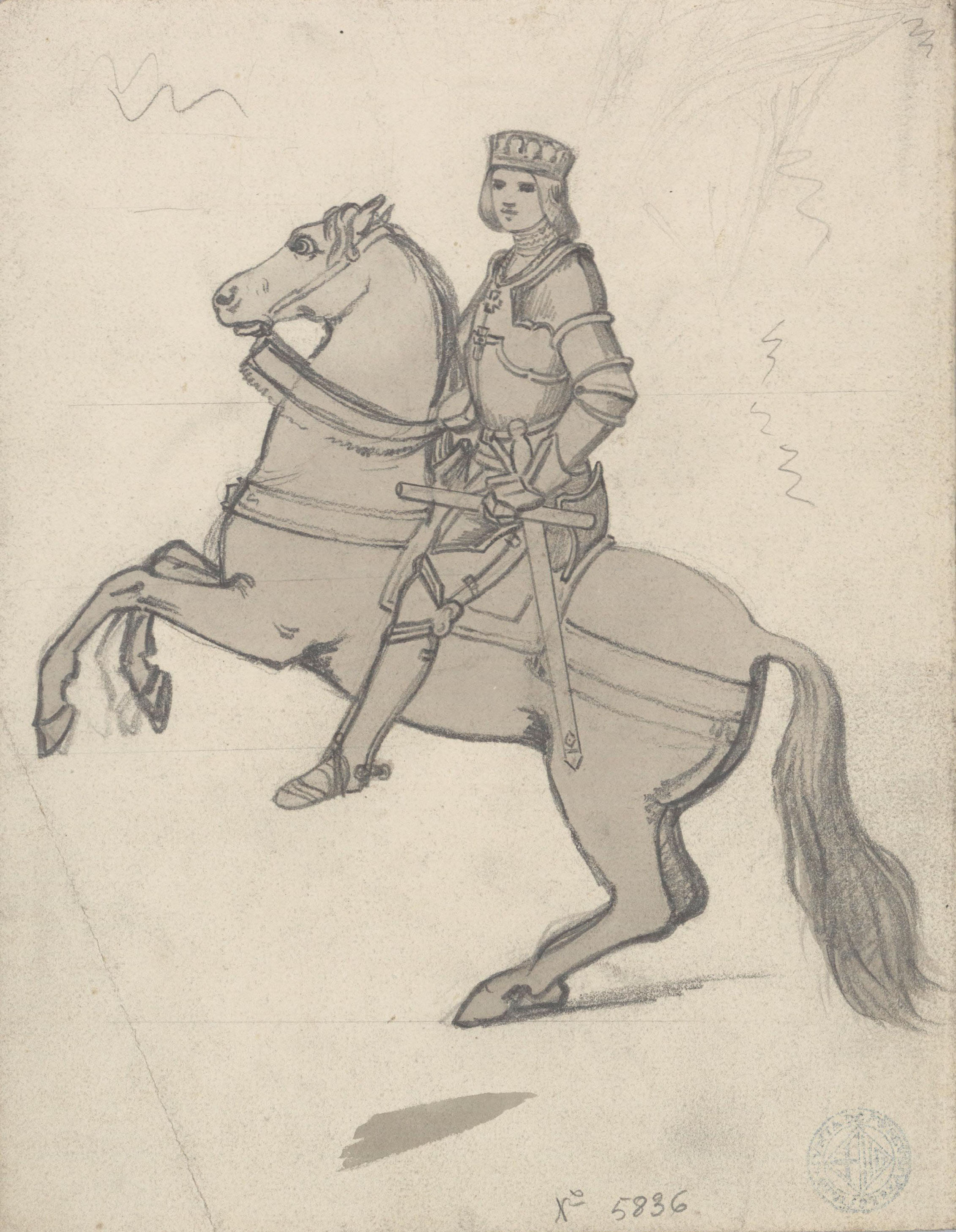 image for: Claudi Lorenzale - Figura eqüestre d'un rei got (anvers) / Figura eqüestre d'un rei got (revers) - Cap a 1840-1850