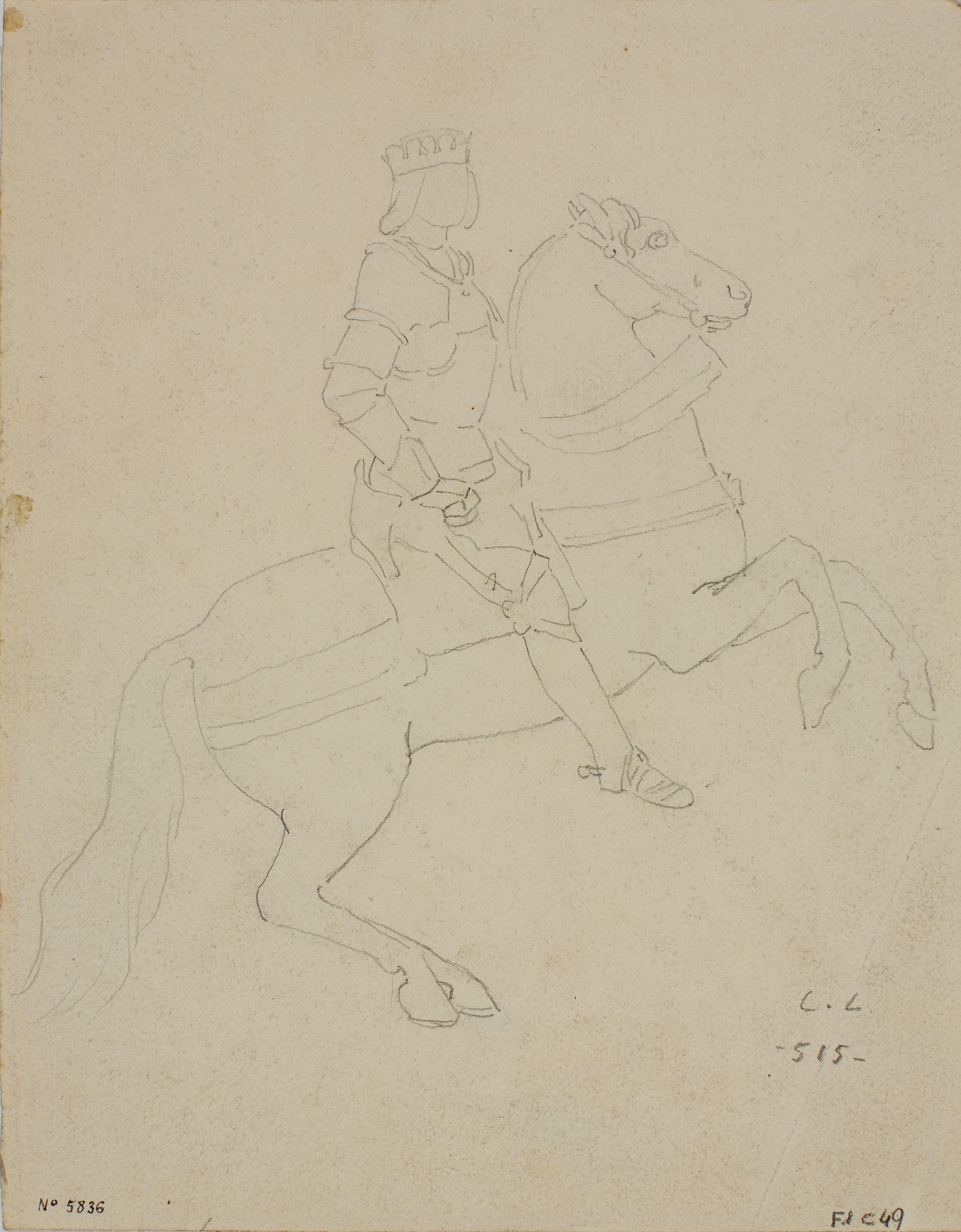 image for: Claudi Lorenzale - Figura eqüestre d'un rei got (anvers) / Figura eqüestre d'un rei got (revers) - Cap a 1840-1850 [1]