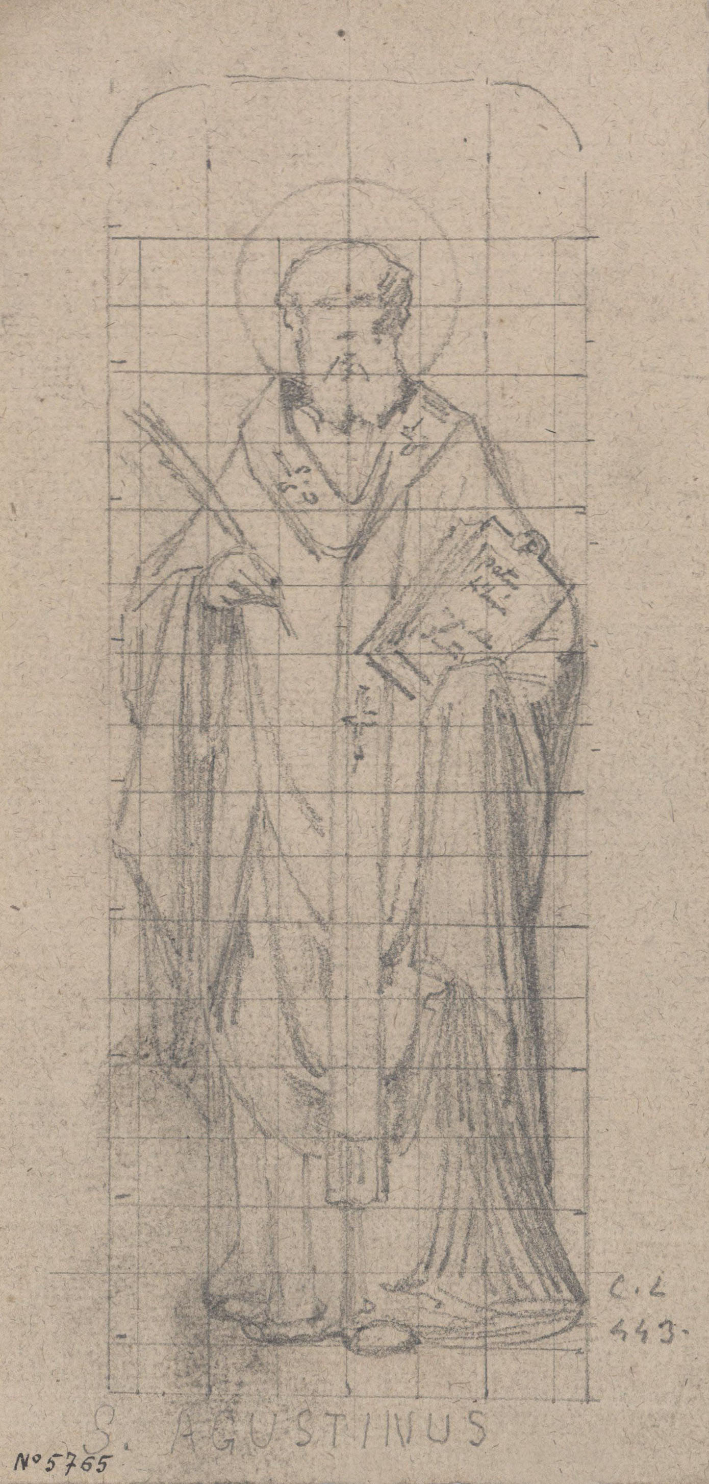 image for: Claudi Lorenzale - Estudi de Sant Agustí per al retaule de la Torre del Veguer - Cap a 1877