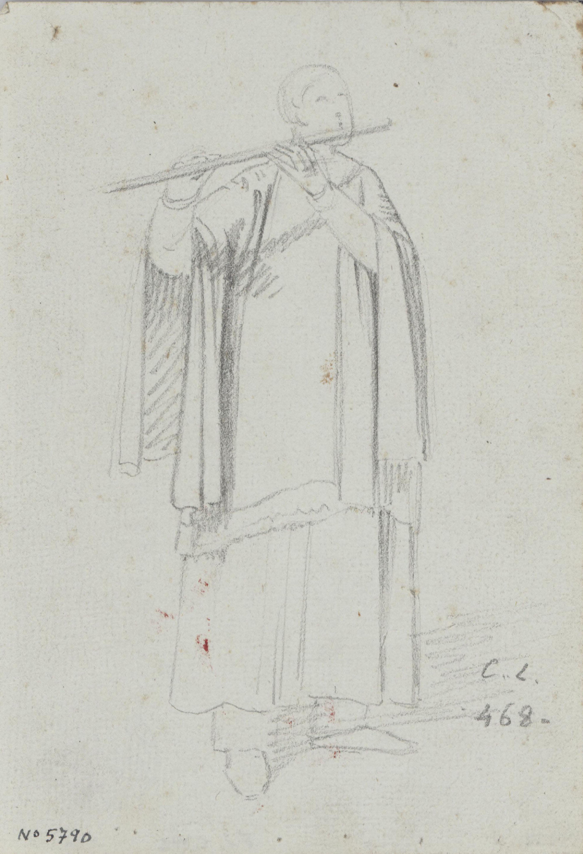 image for: Claudi Lorenzale - Músic de capella tocant la flauta - Cap a 1850-1870