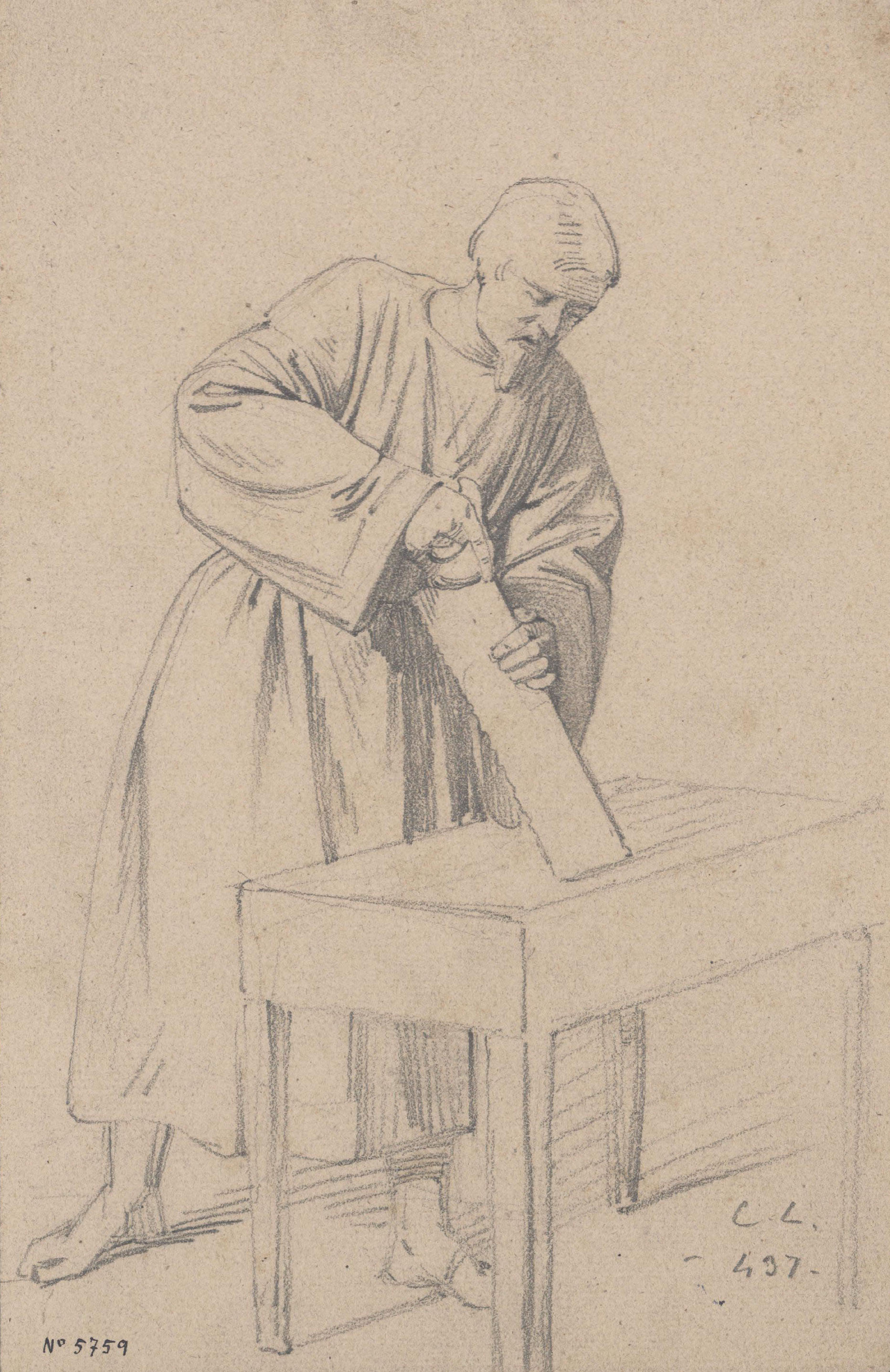 image for: Claudi Lorenzale - Estudi de sant Josep per al retaule de l'altar major de la catedral de Solsona - Cap a 1854-1856