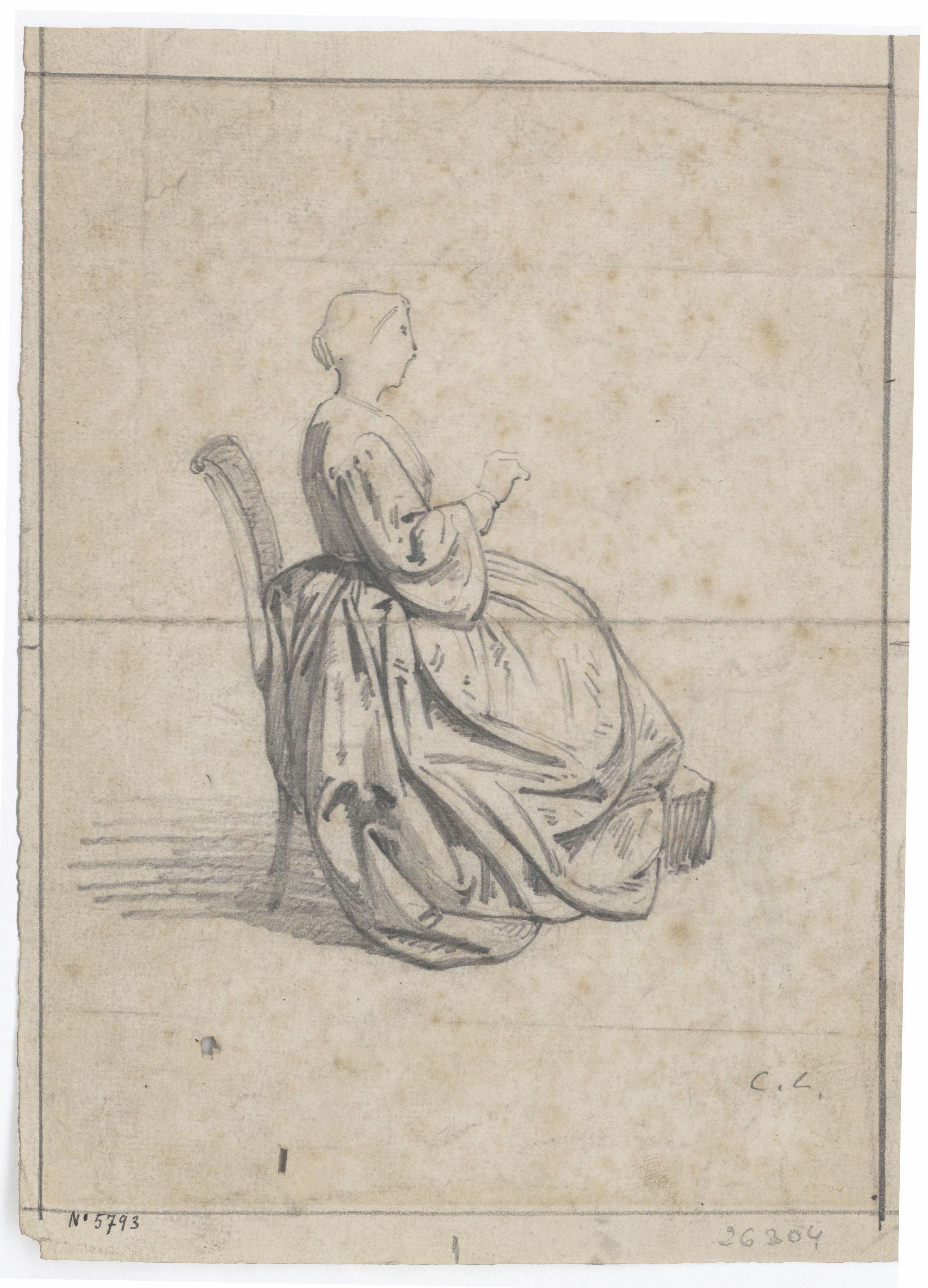 image for: Claudi Lorenzale - Dama asseguda en una cadira - Cap a 1840-1850