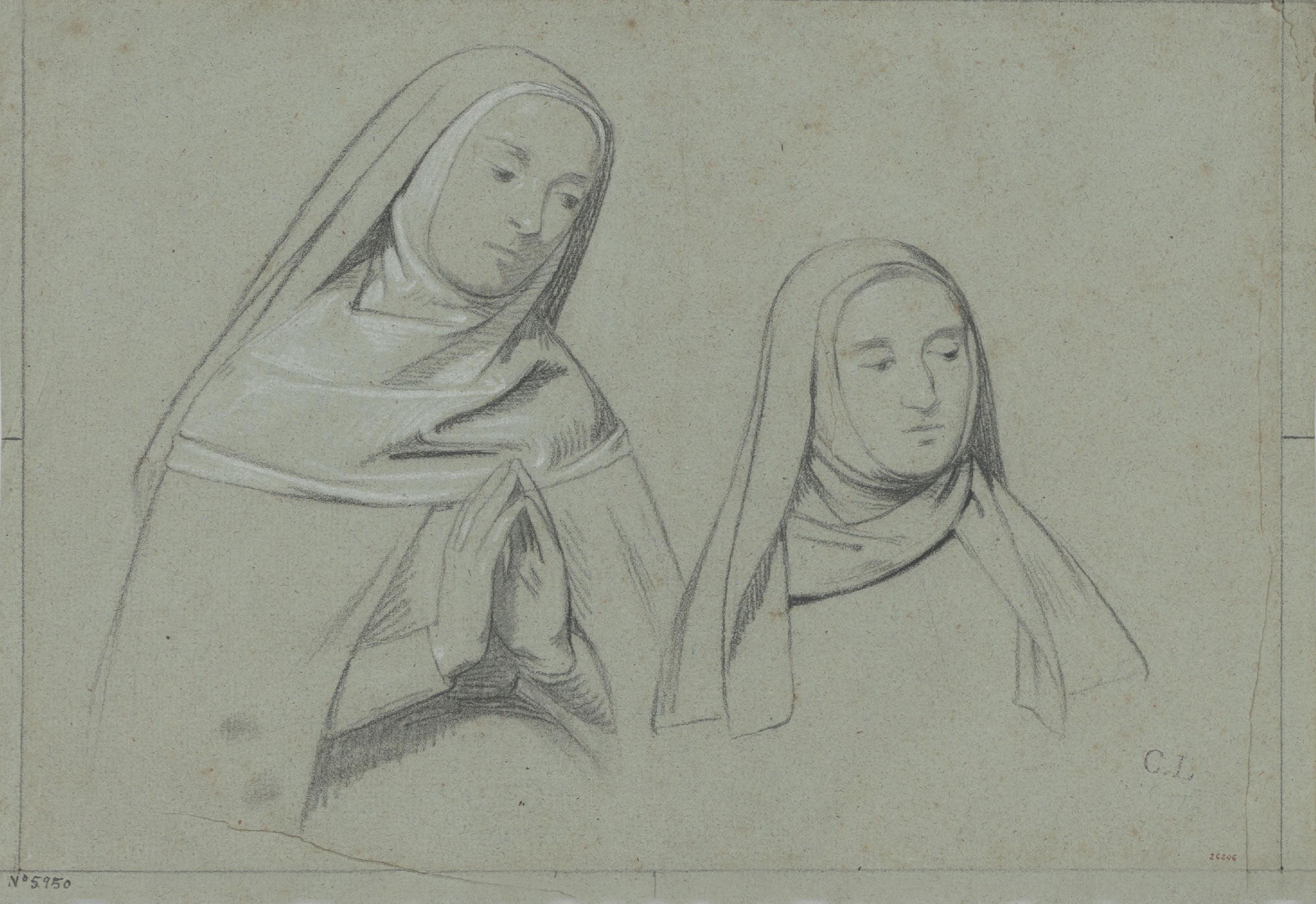 image for: Claudi Lorenzale - Busts de dues monges - Cap a 1850-1870