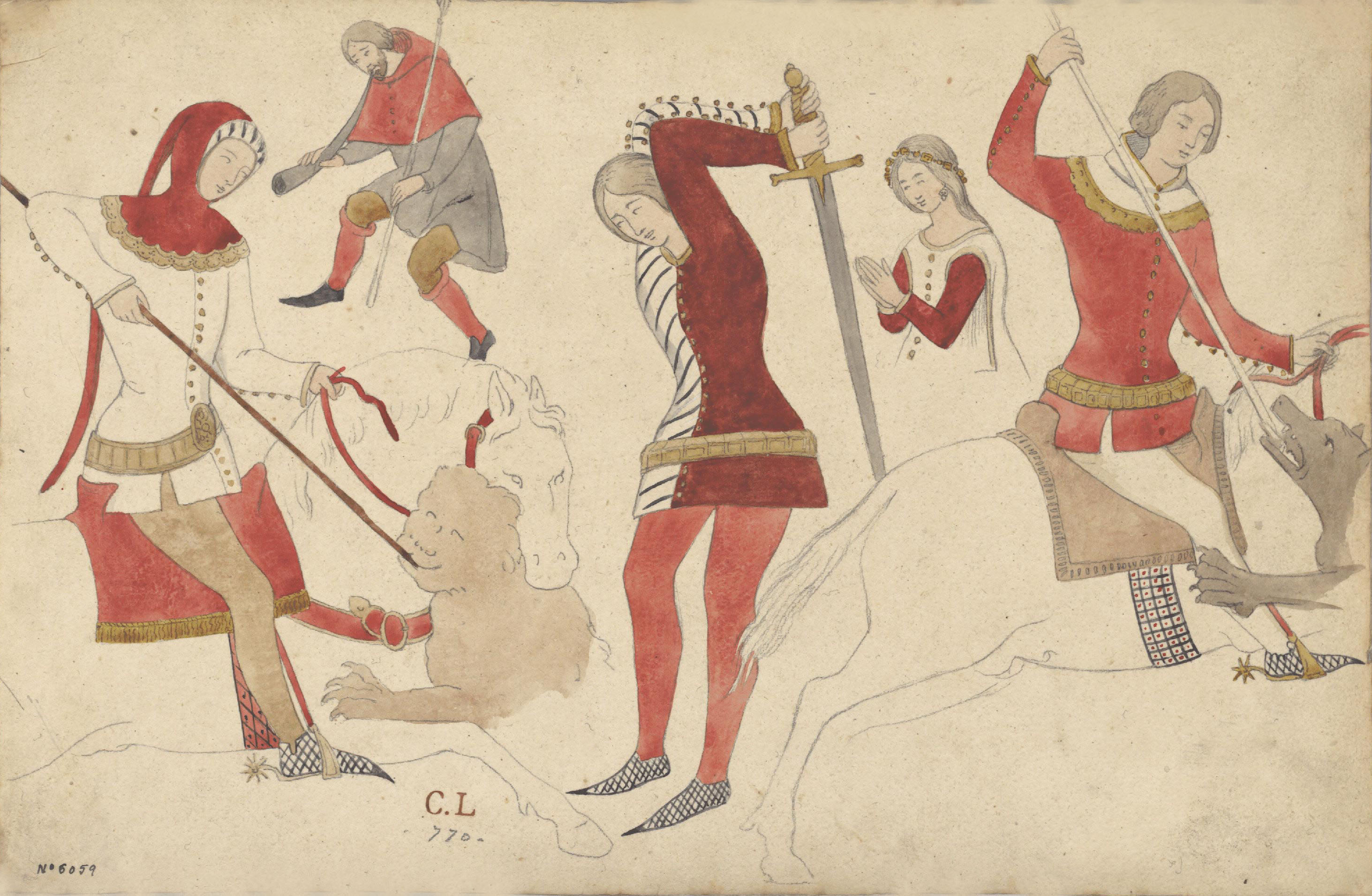 image for: Claudi Lorenzale - Còpia d'una pintura mural - Cap a 1840-1850