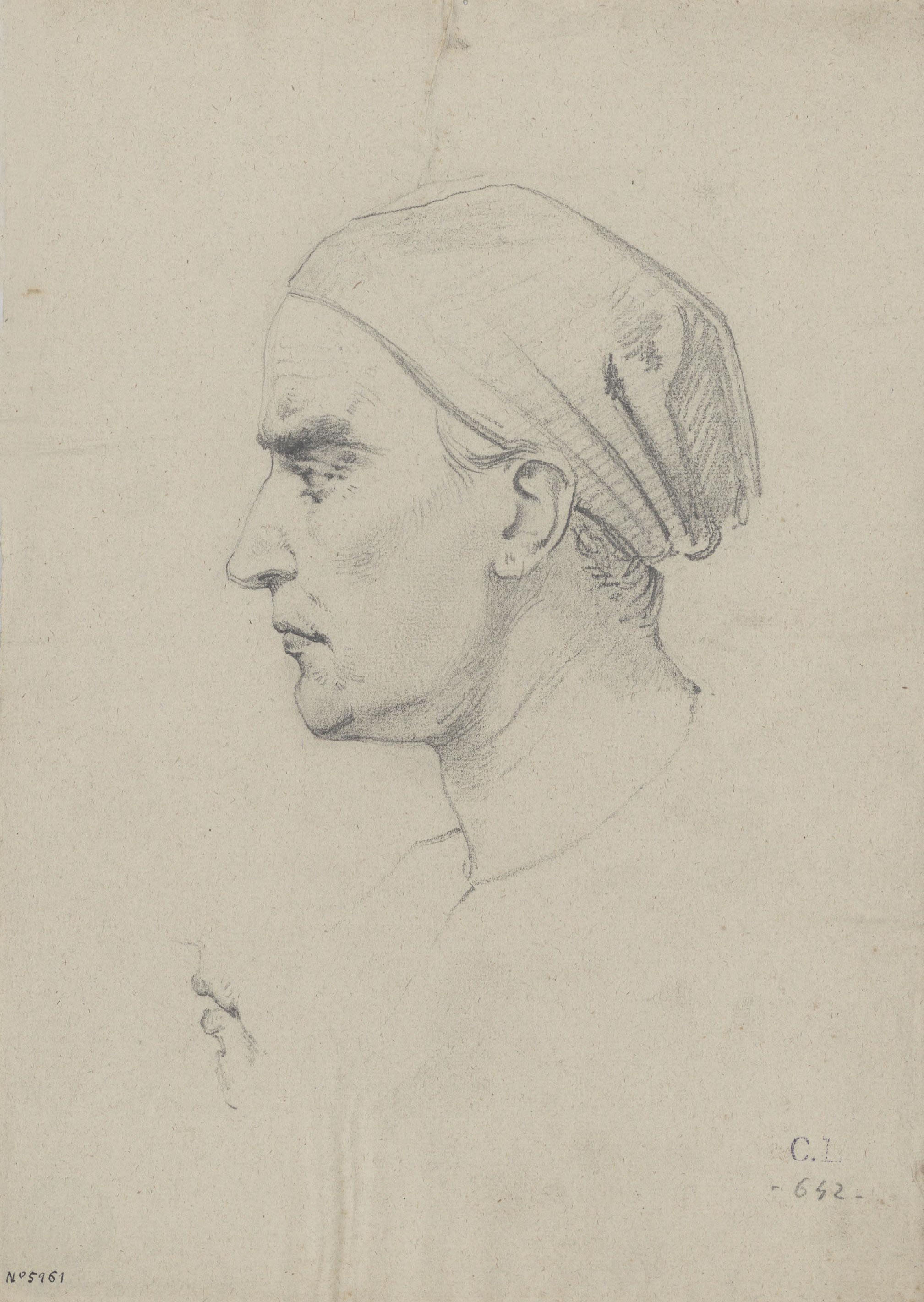 image for: Claudi Lorenzale - Cap masculí i apunt de llavis - Cap a 1850-1870