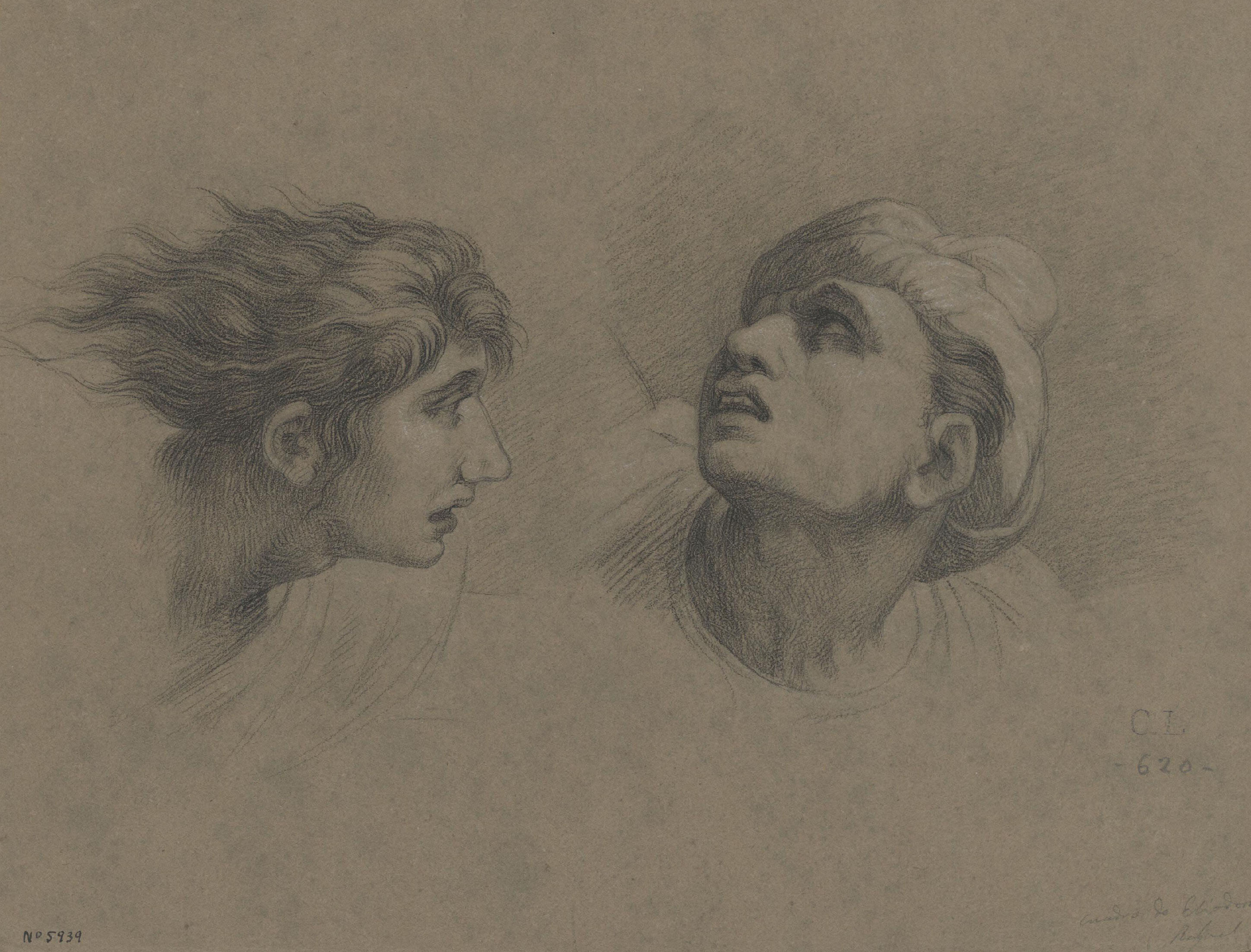 image for: Claudi Lorenzale - Còpia de dos caps masculins de Rafael (Estances vaticanes) - Cap a 1839-1840