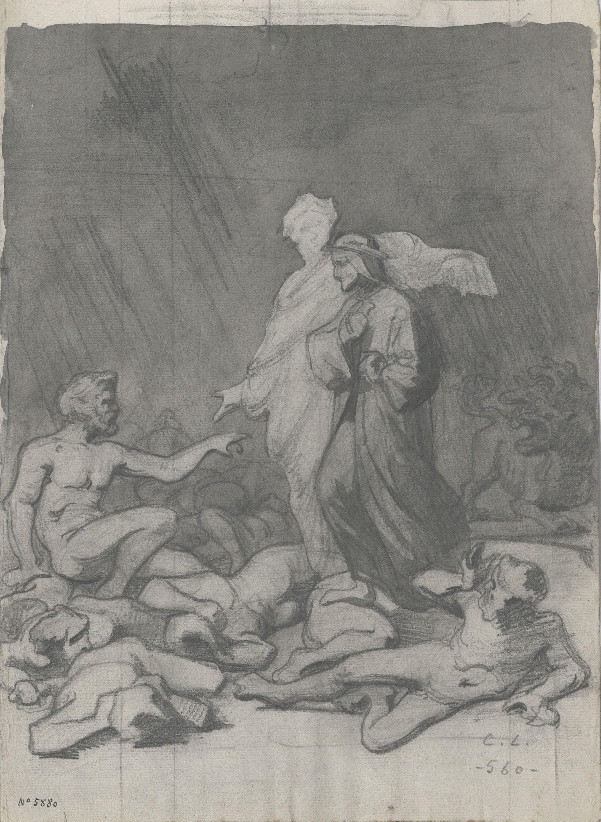 image for: Claudi Lorenzale - Dant i Virgili en un passatge de la Divina Comèdia - Cap a 1850-1870