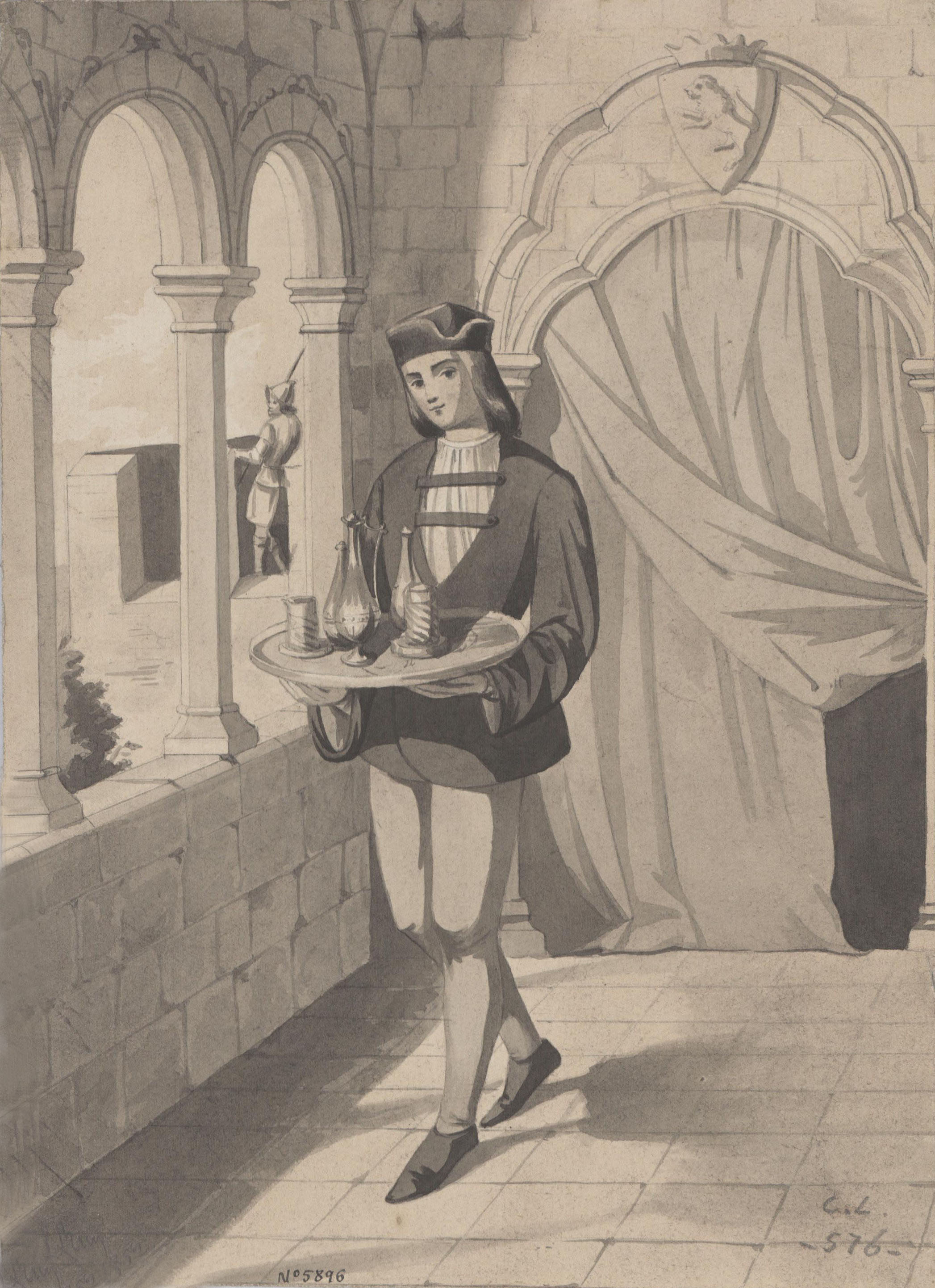 image for: Claudi Lorenzale - Criat d'un senyor feudal amb una safata - Cap a 1840-1850