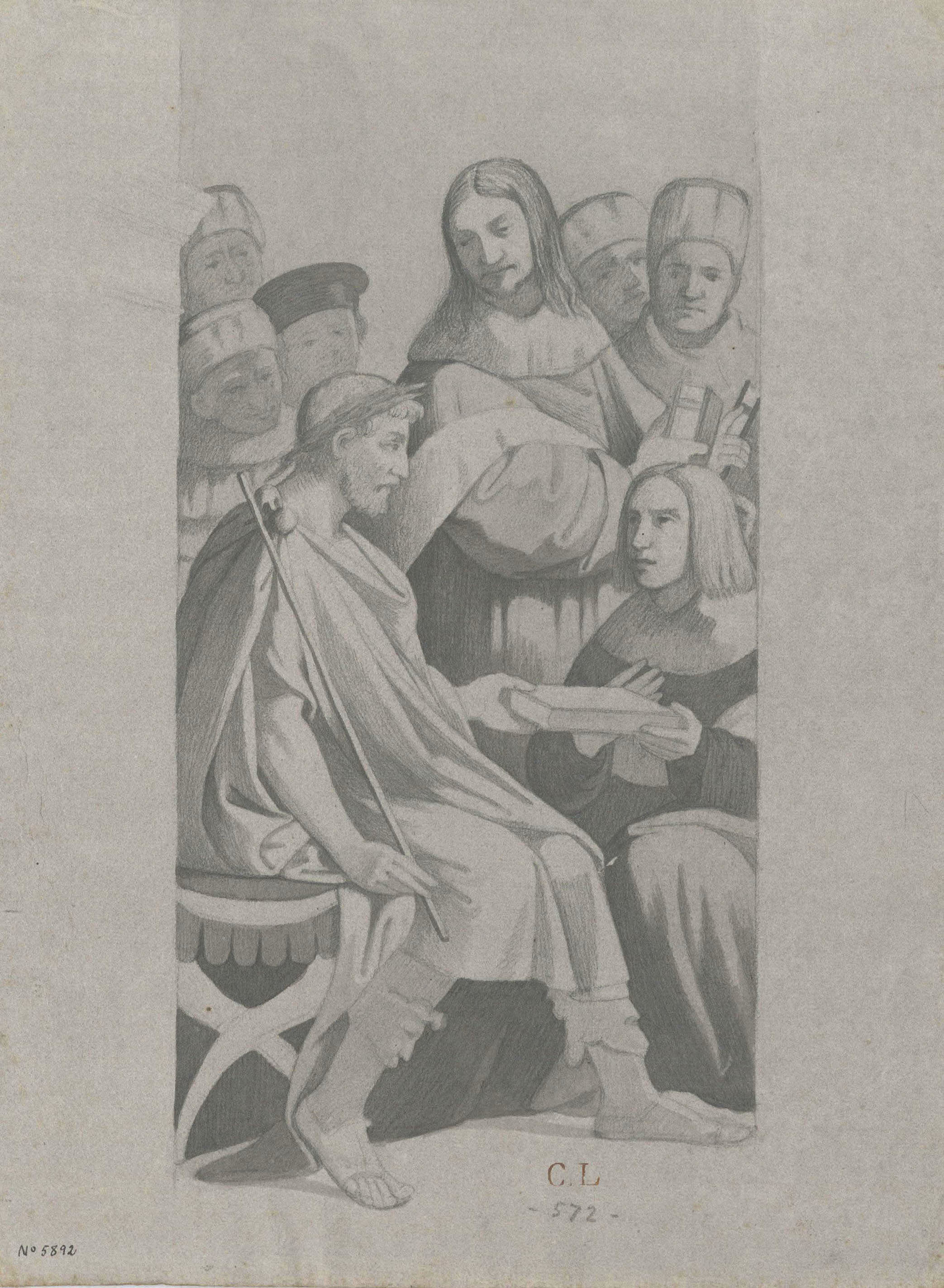 image for: Claudi Lorenzale - Còpia de pintura medieval italiana - Cap a 1839-1840