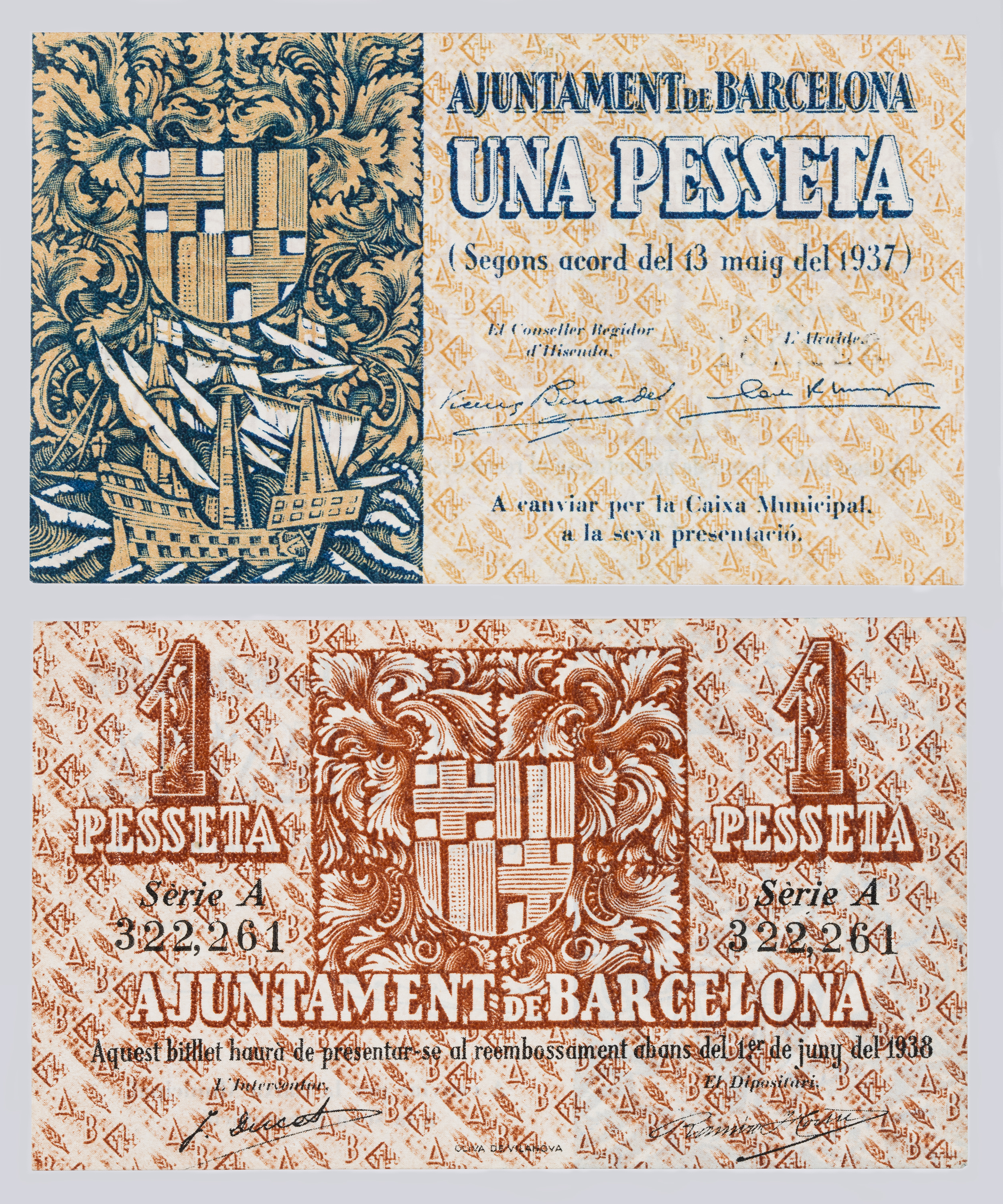 image for: Ajuntament de Barcelona - 1 pesseta - 13.05.1937