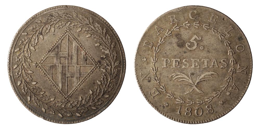 Ocupació francesa - 5 pessetes - 1808 image for: Ocupació francesa - 5 pessetes - 1808