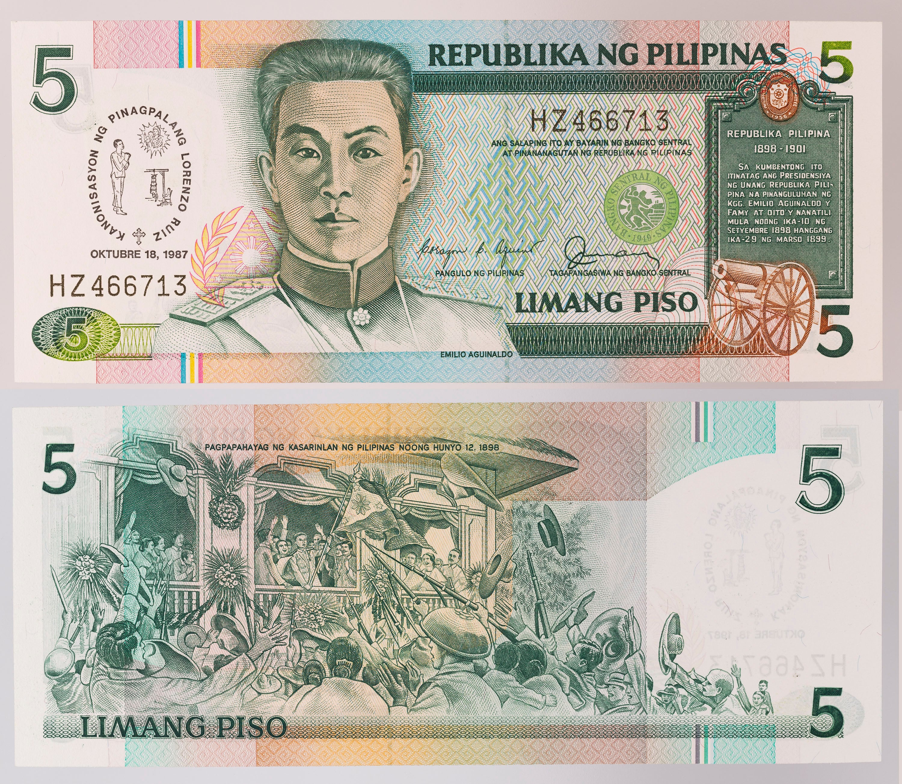 image for: República de les Filipines - 5 pesos - 1995