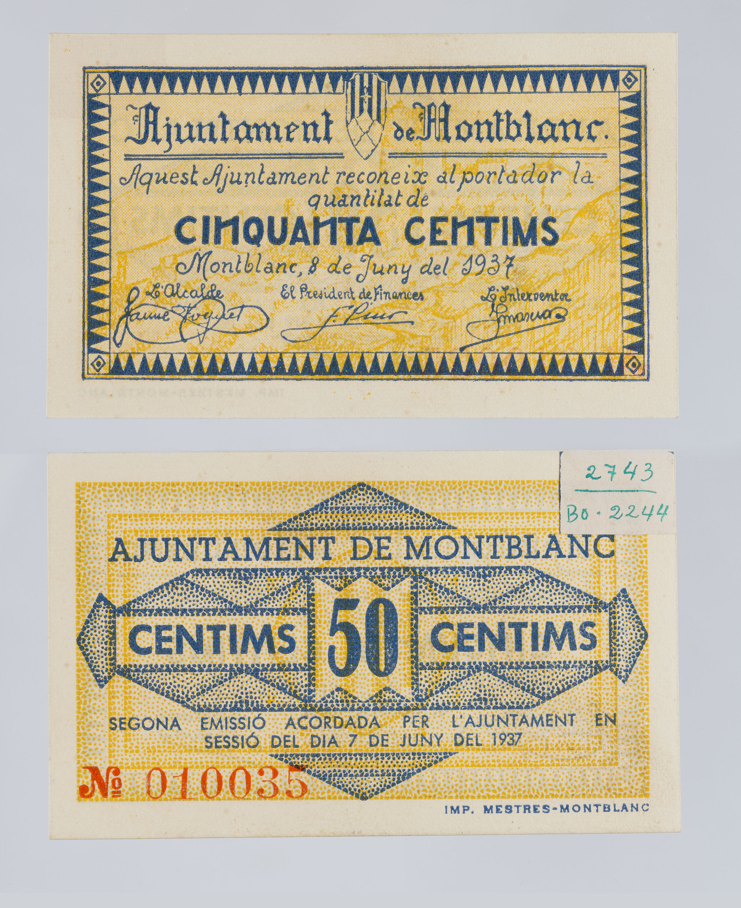 image for: Ajuntament de Montblanc - 50 cèntims - 08.06.1937