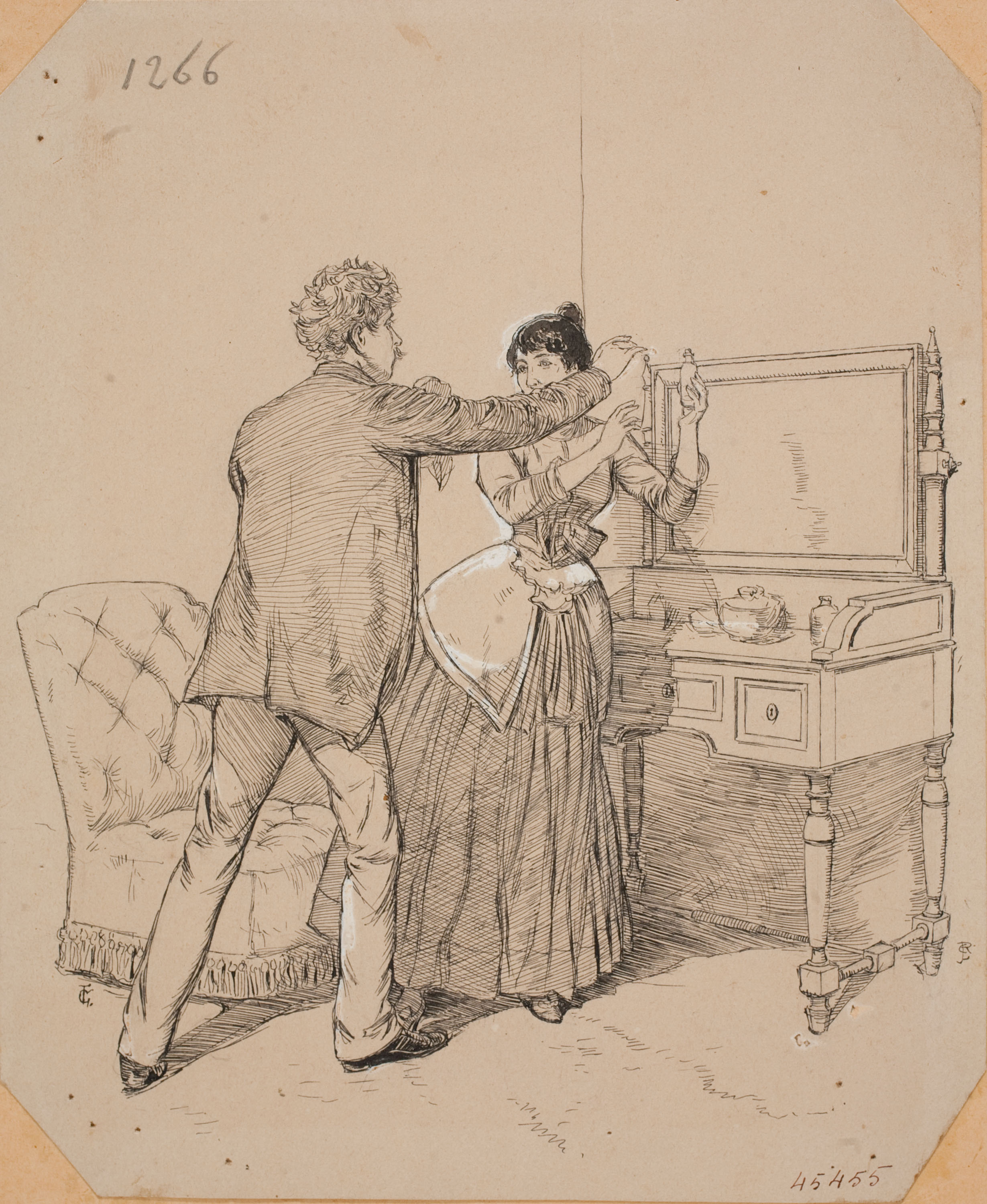 image for: Josep Lluís Pellicer - Parella en un tocador - 1886