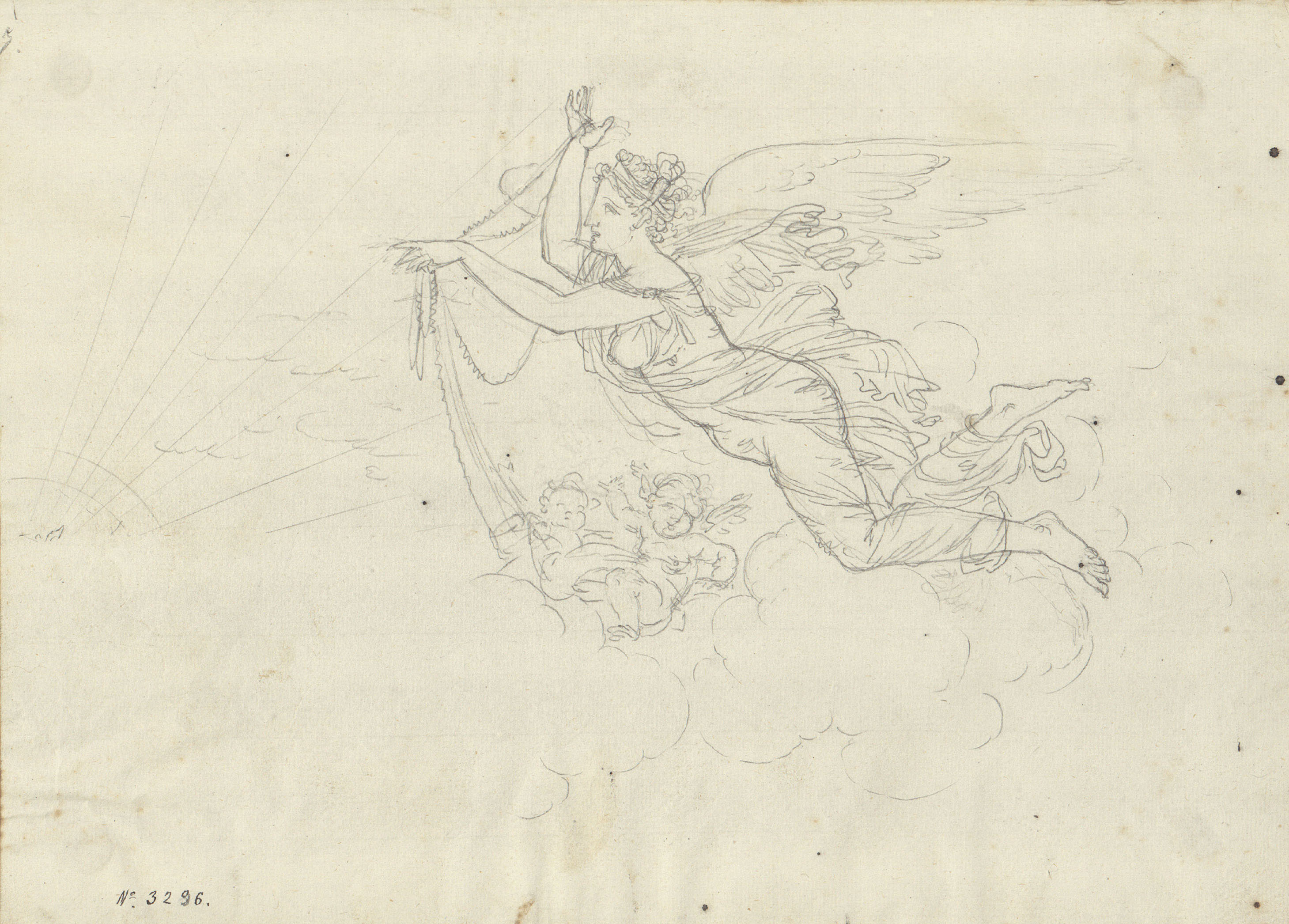 image for: Pau Rigalt - Figura al·legòrica de les Hores (Decoració de l'antic Palau Castell de Pons) - Cap a 1830