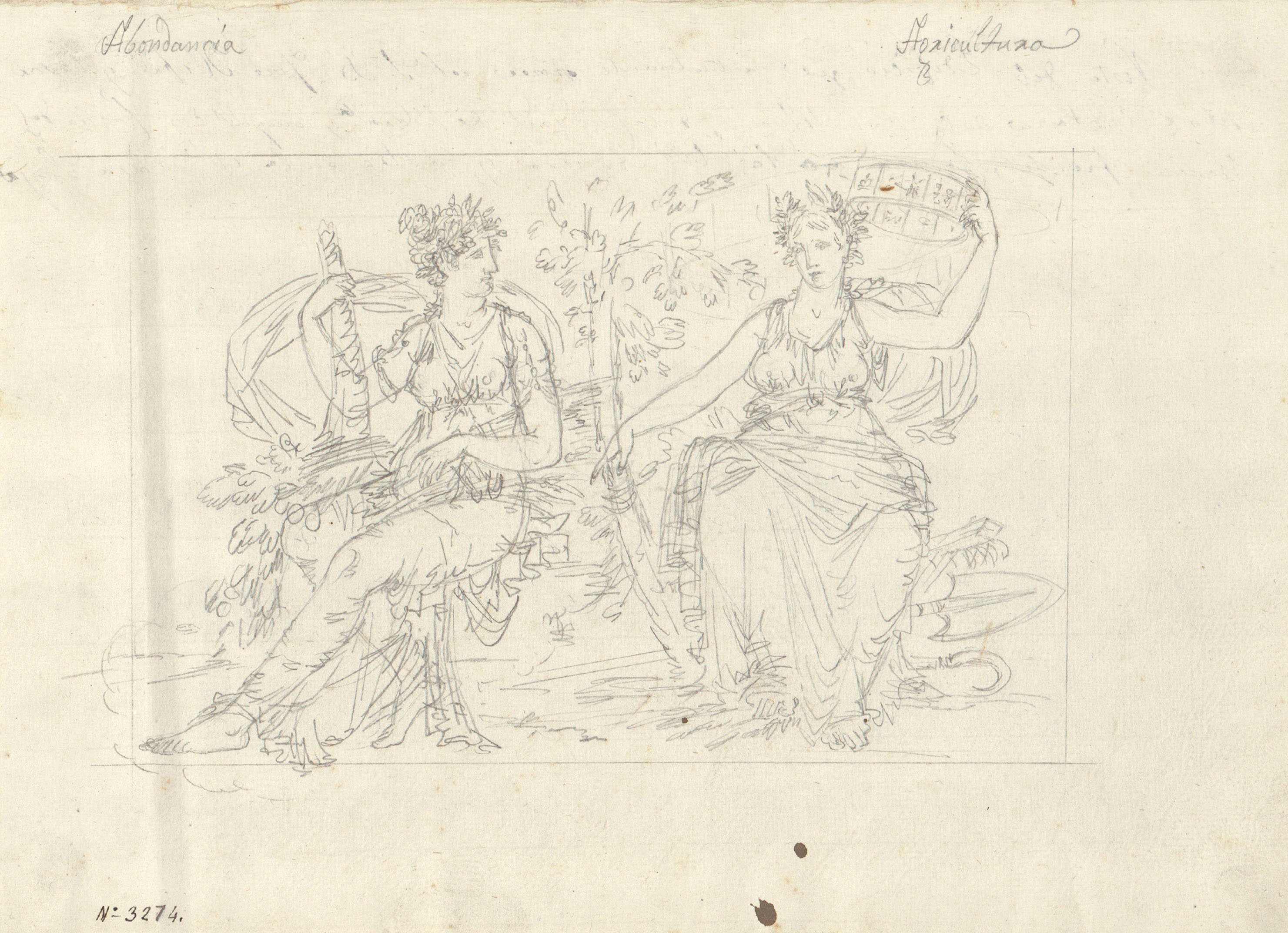 image for: Pau Rigalt - Al·legoria de l'abundància i l'agricultura (Decoració de l'antic Palau Castell de Pons) - Cap a 1830