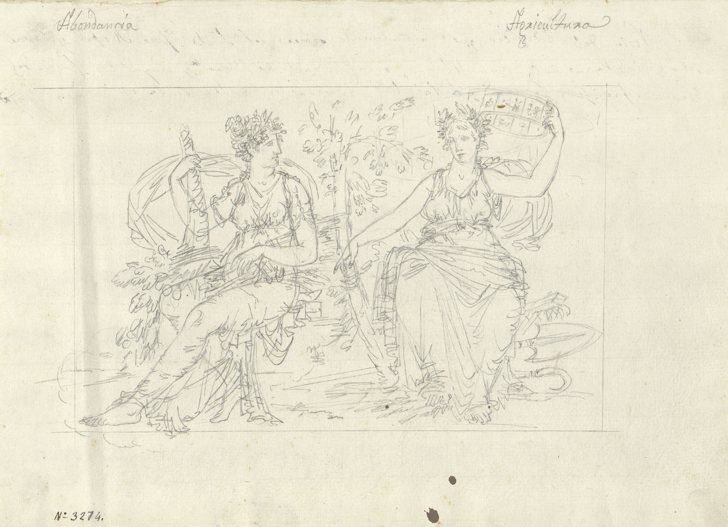 image for: Pau Rigalt - Al·legoria de l'abundància i l'agricultura (Decoració de l'antic Palau Castell de Pons) - Cap a 1830