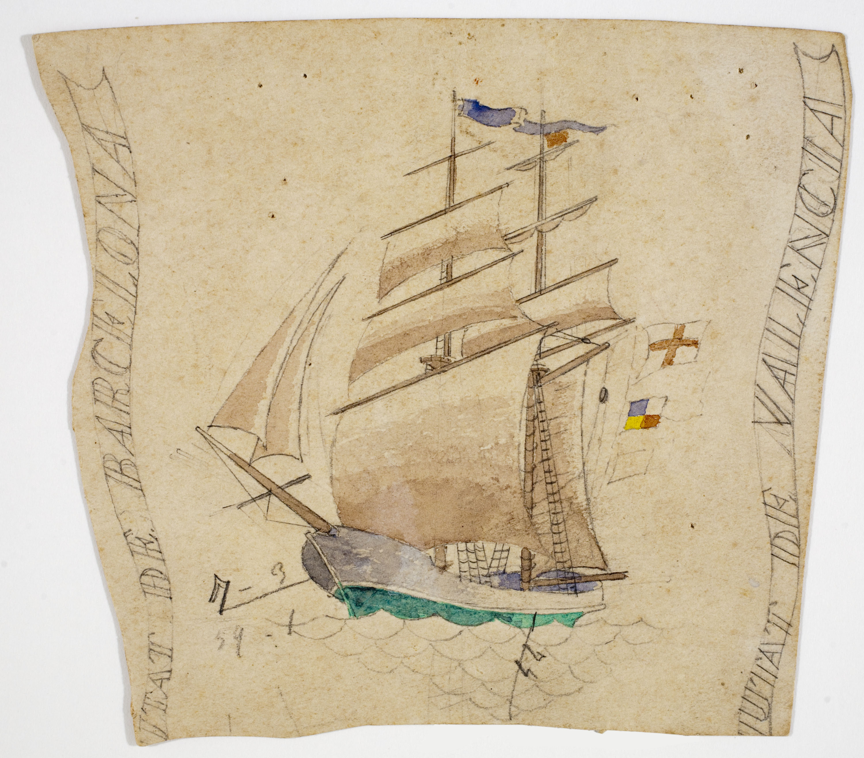 Xavier Nogués - Veler. Estudi preparatori per a un got de vidre esmaltat - Cap a 1924 image for: Xavier Nogués - Veler. Estudi preparatori per a un got de vidre esmaltat - Cap a 1924