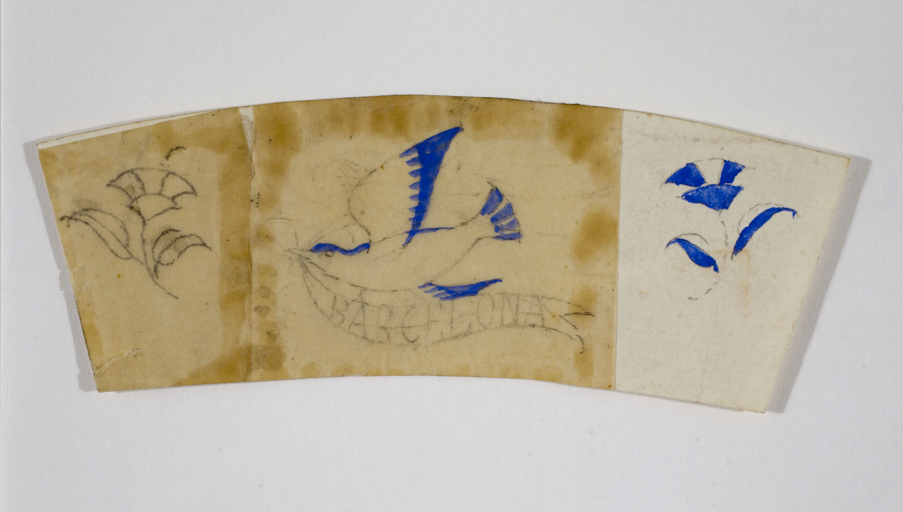 Xavier Nogués - Ocell i flors (Barcelona). Estudi preparatori per a la decoració d'un got de vidre esmaltat - Cap a 1924 image for: Xavier Nogués - Ocell i flors (Barcelona). Estudi preparatori per a la decoració d'un got de vidre esmaltat - Cap a 1924