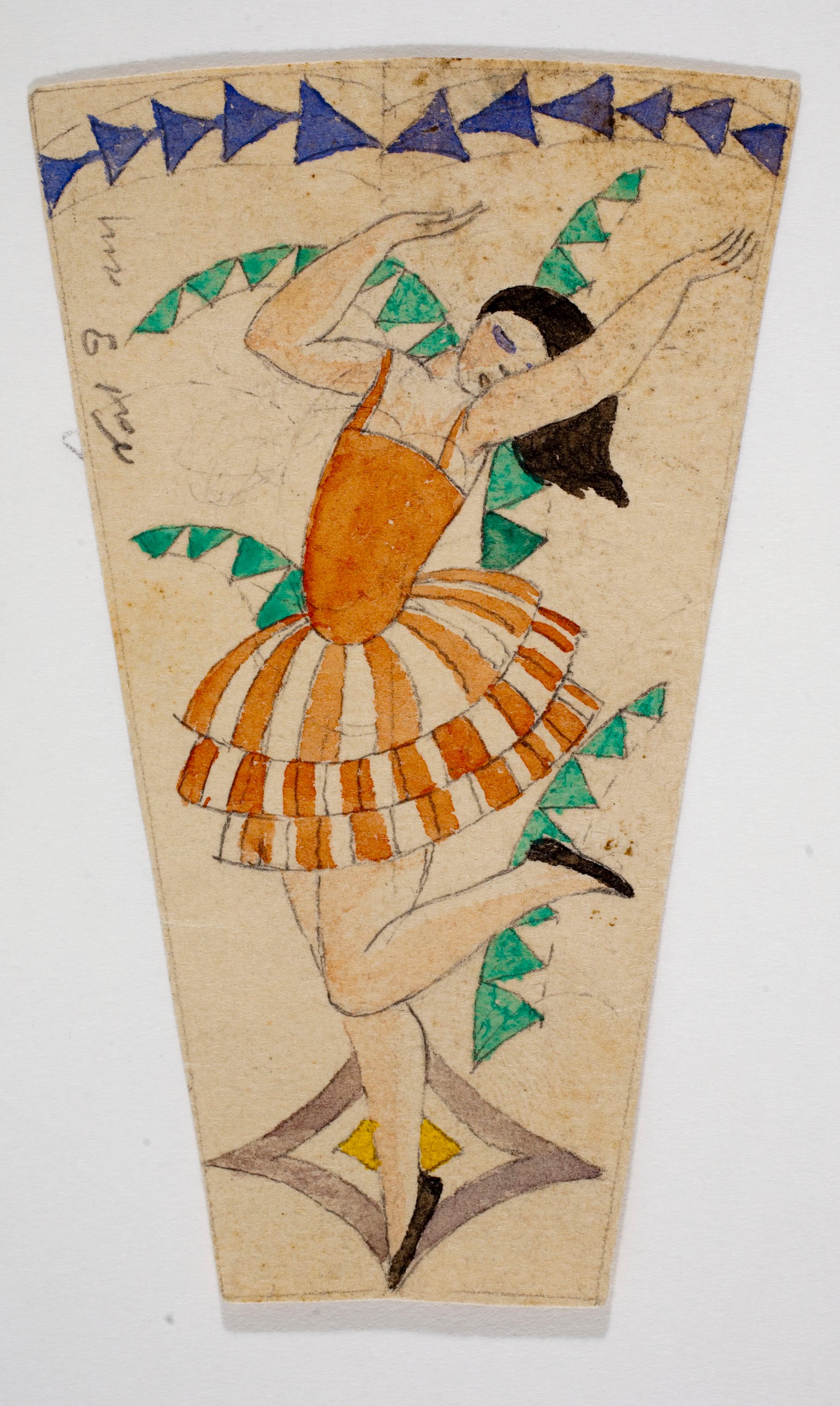 image for: Xavier Nogués - Ballarina i motius decoratius. Estudi preparatori per a un got de vidre esmaltat - Cap a 1924