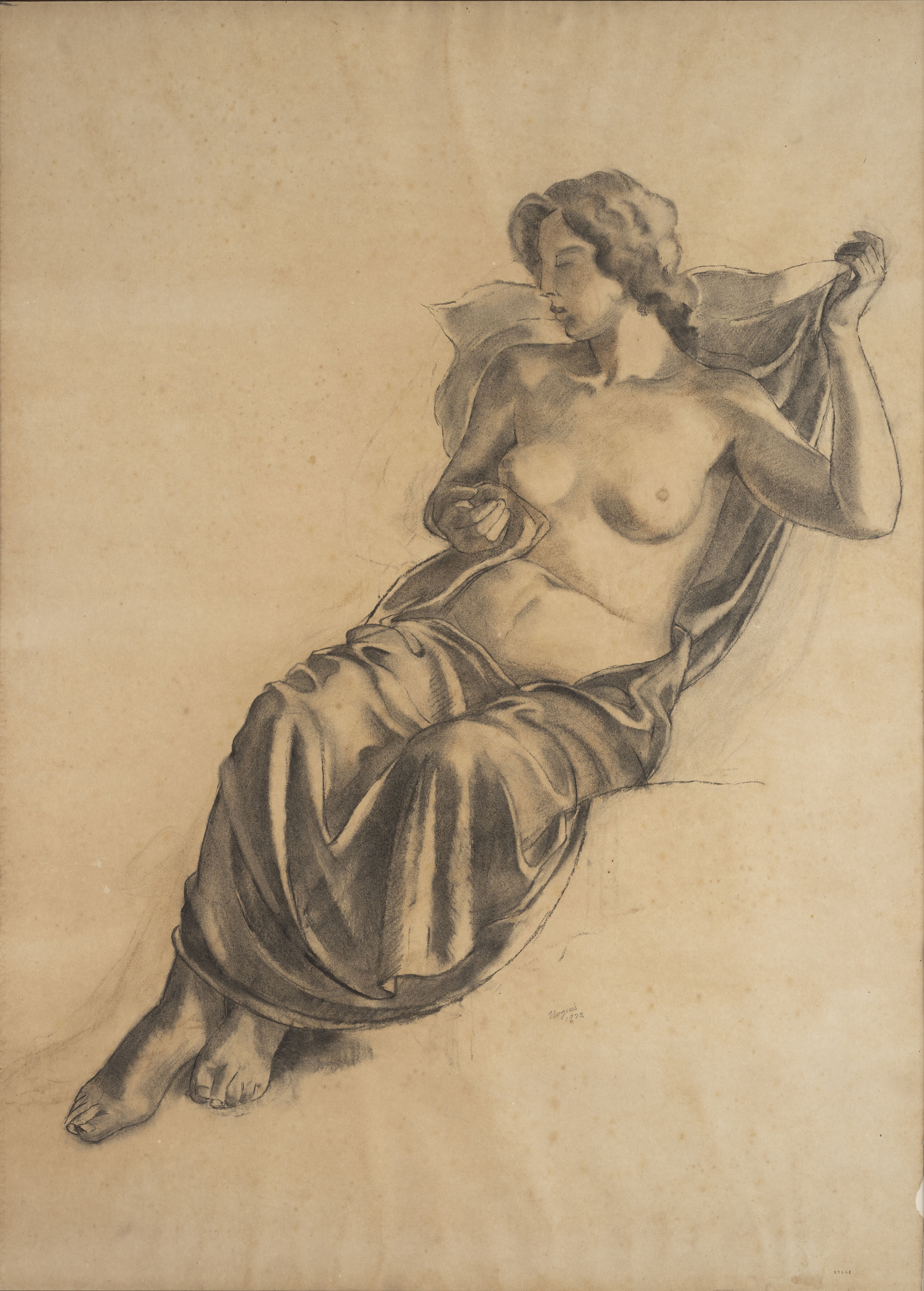 Xavier Nogués - Nu femení. Estudi preparatori per a la decoració mural del plafó «El port» del despatx de l'alcalde a la Casa de la Ciutat de Barcelona - 1932 image for: Xavier Nogués - Nu femení. Estudi preparatori per a la decoració mural del plafó «El port» del despatx de l'alcalde a la Casa de la Ciutat de Barcelona - 1932