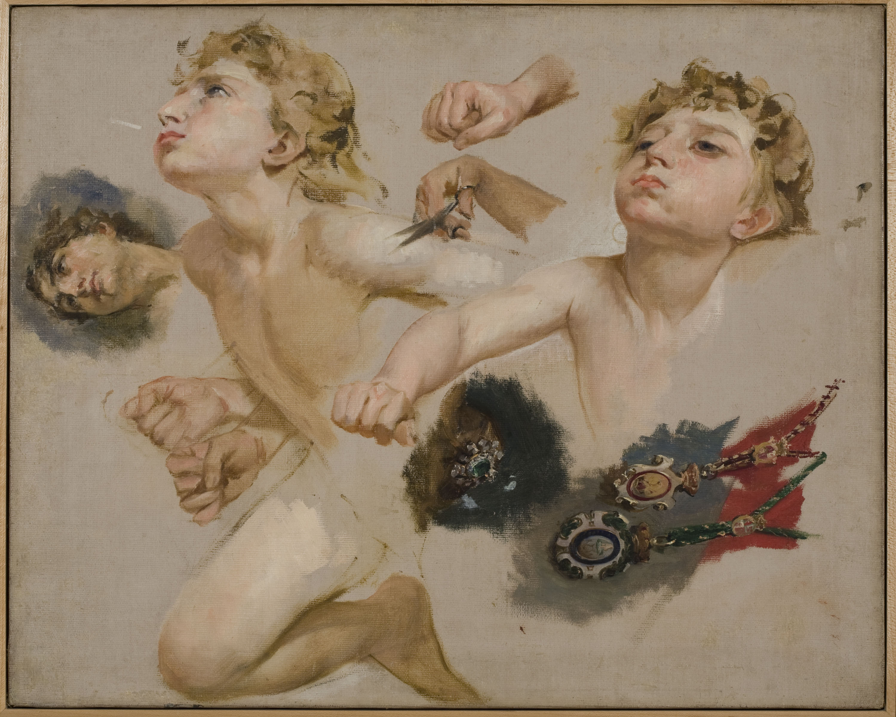 image for: Antoni Caba - Estudi de Zèfir per a «El triomf del Dia sobre la Nit precedit de l'Aurora» - Cap a 1882