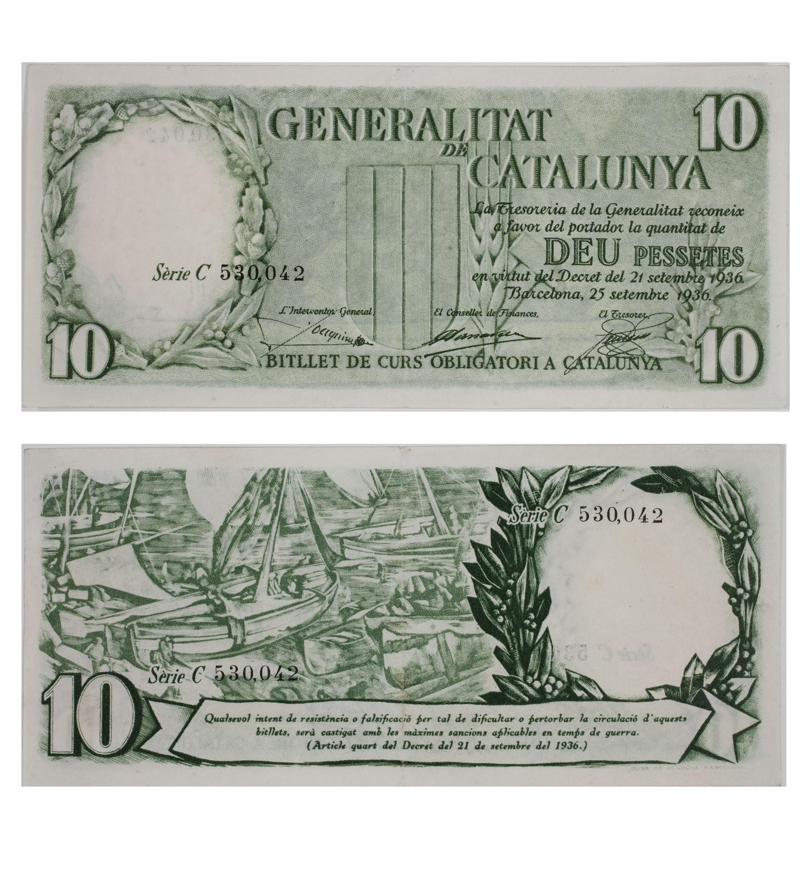 image for: Generalitat de Catalunya - 10 pessetes - 1936