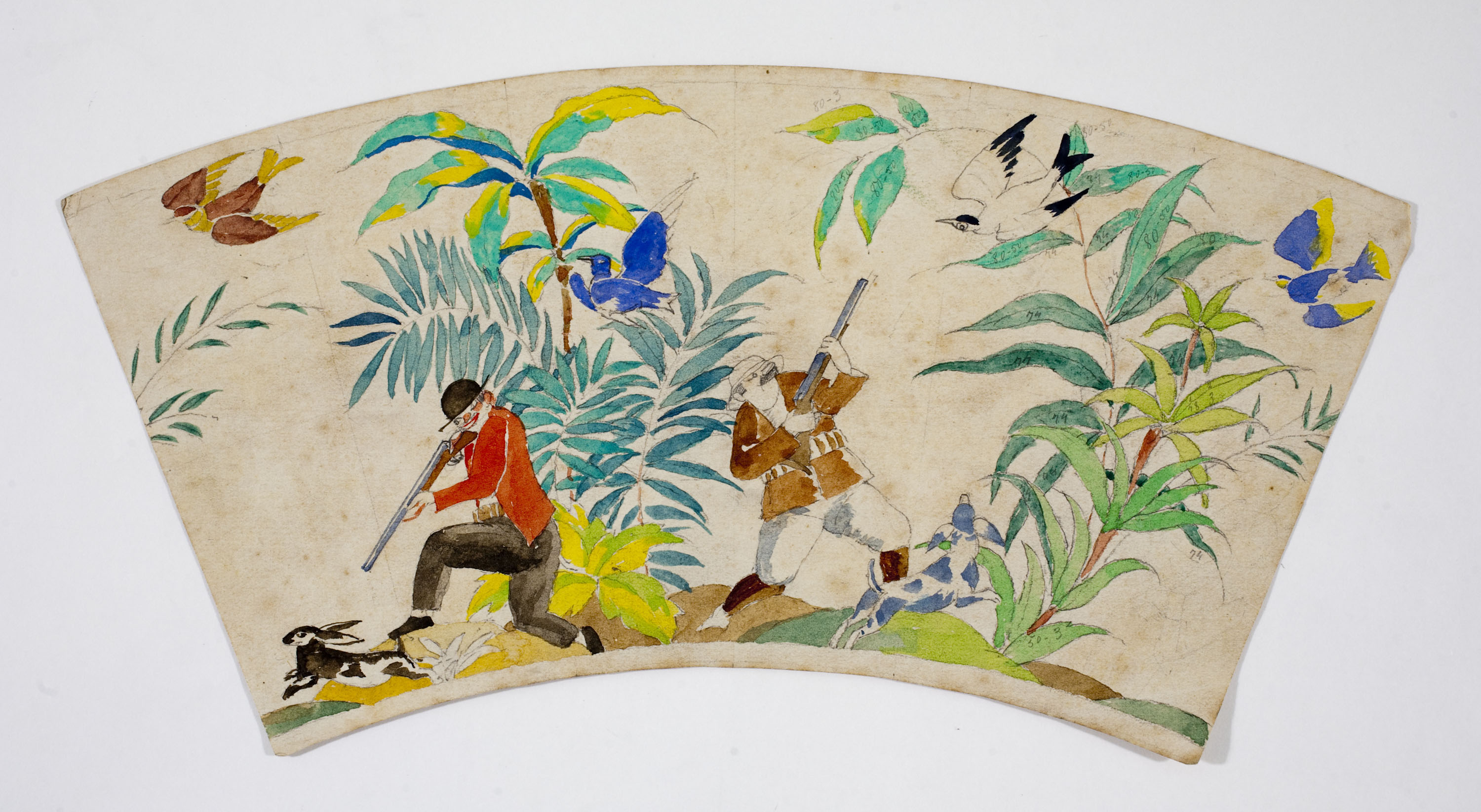 Xavier Nogués - Escena de caça. Estudi preparatori per a la decoració d'un got de vidre esmaltat - Cap a 1924 image for: Xavier Nogués - Escena de caça. Estudi preparatori per a la decoració d'un got de vidre esmaltat - Cap a 1924