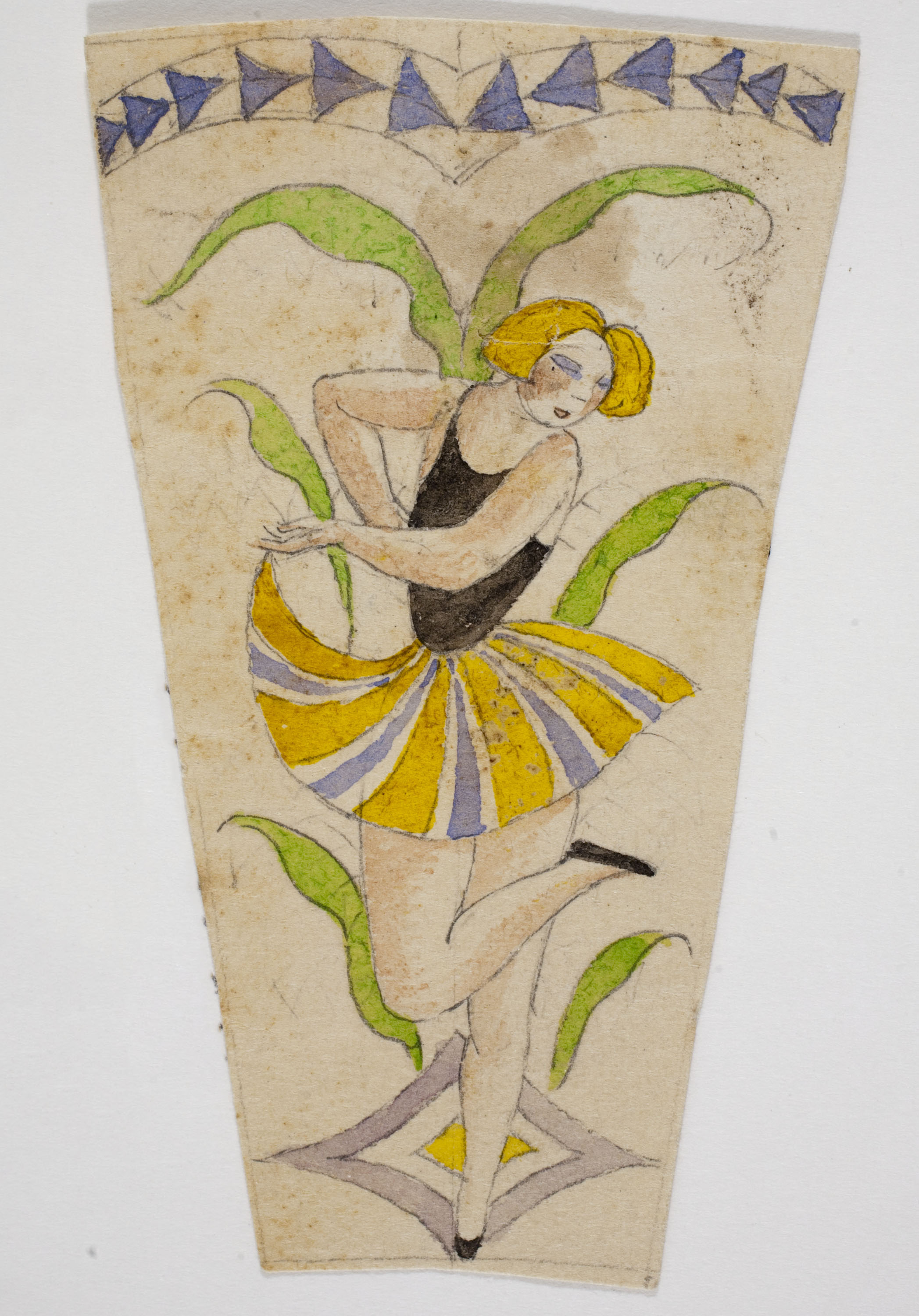 image for: Xavier Nogués - Ballarina entre motius decoratius i vegetals. Estudi preparatori per a un got de vidre esmaltat - Cap a 1924