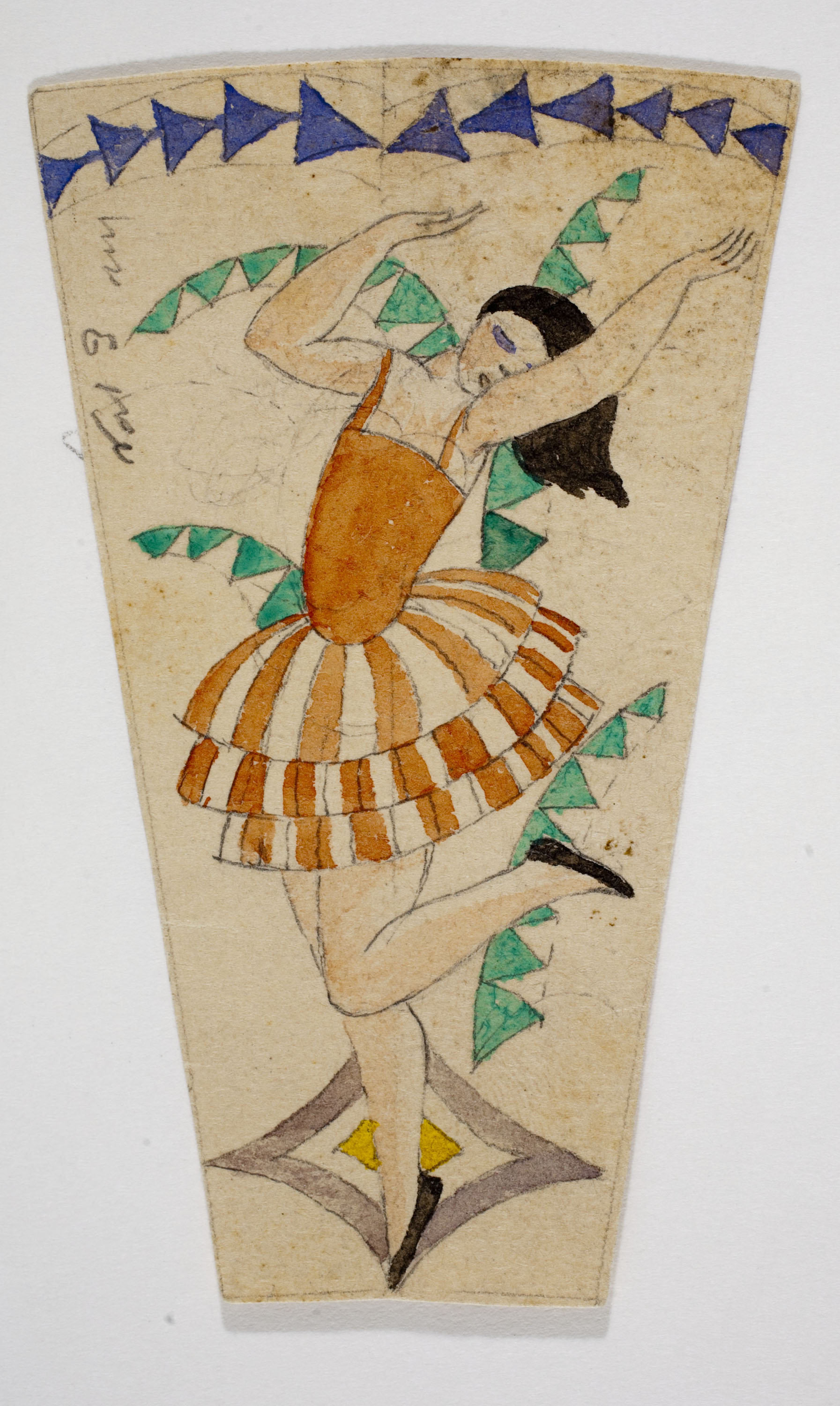 image for: Xavier Nogués - Ballarina i motius decoratius. Estudi preparatori per a un got de vidre esmaltat - Cap a 1924