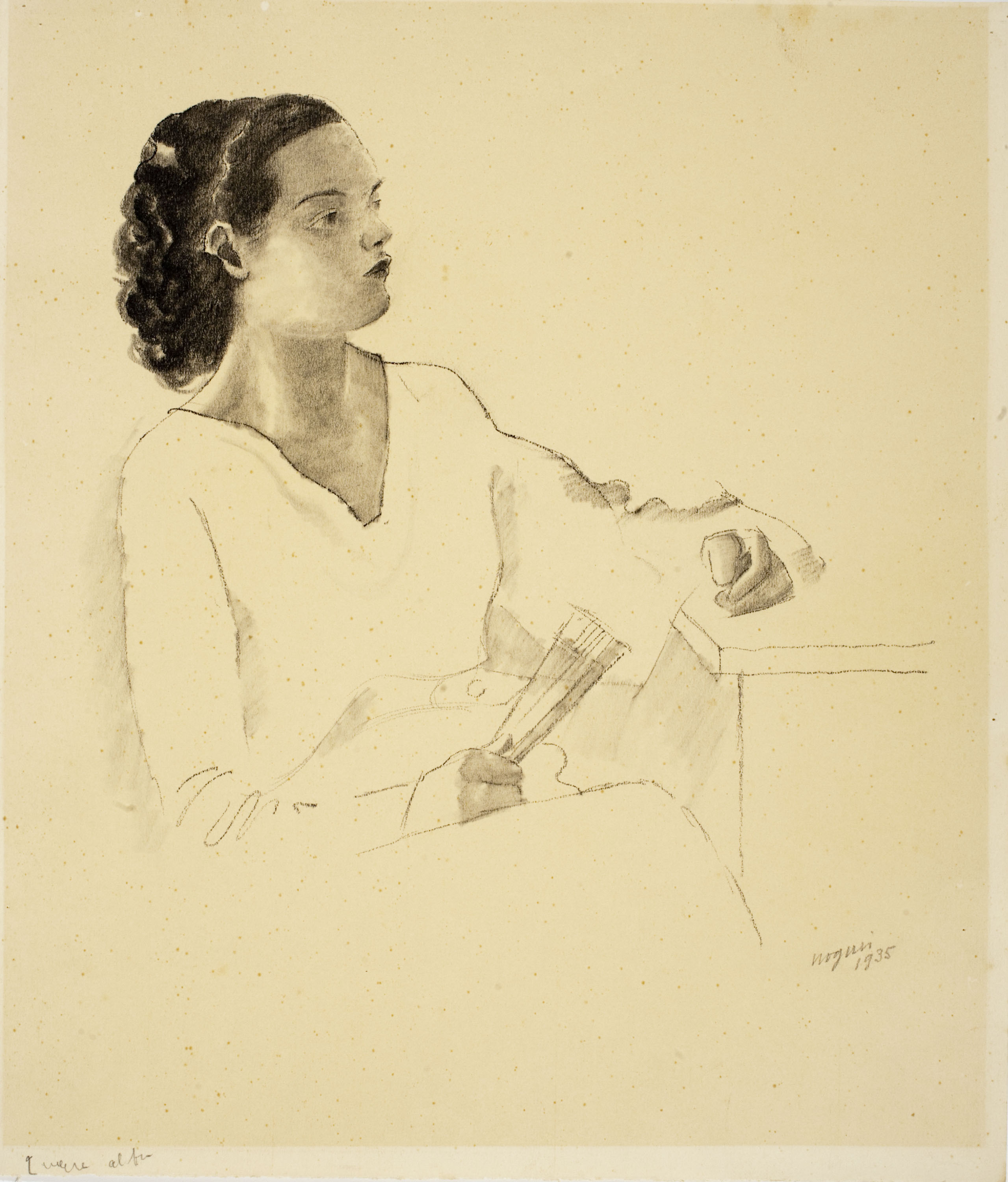 image for: Xavier Nogués - Dona asseguda amb un ventall a la mà - 1935