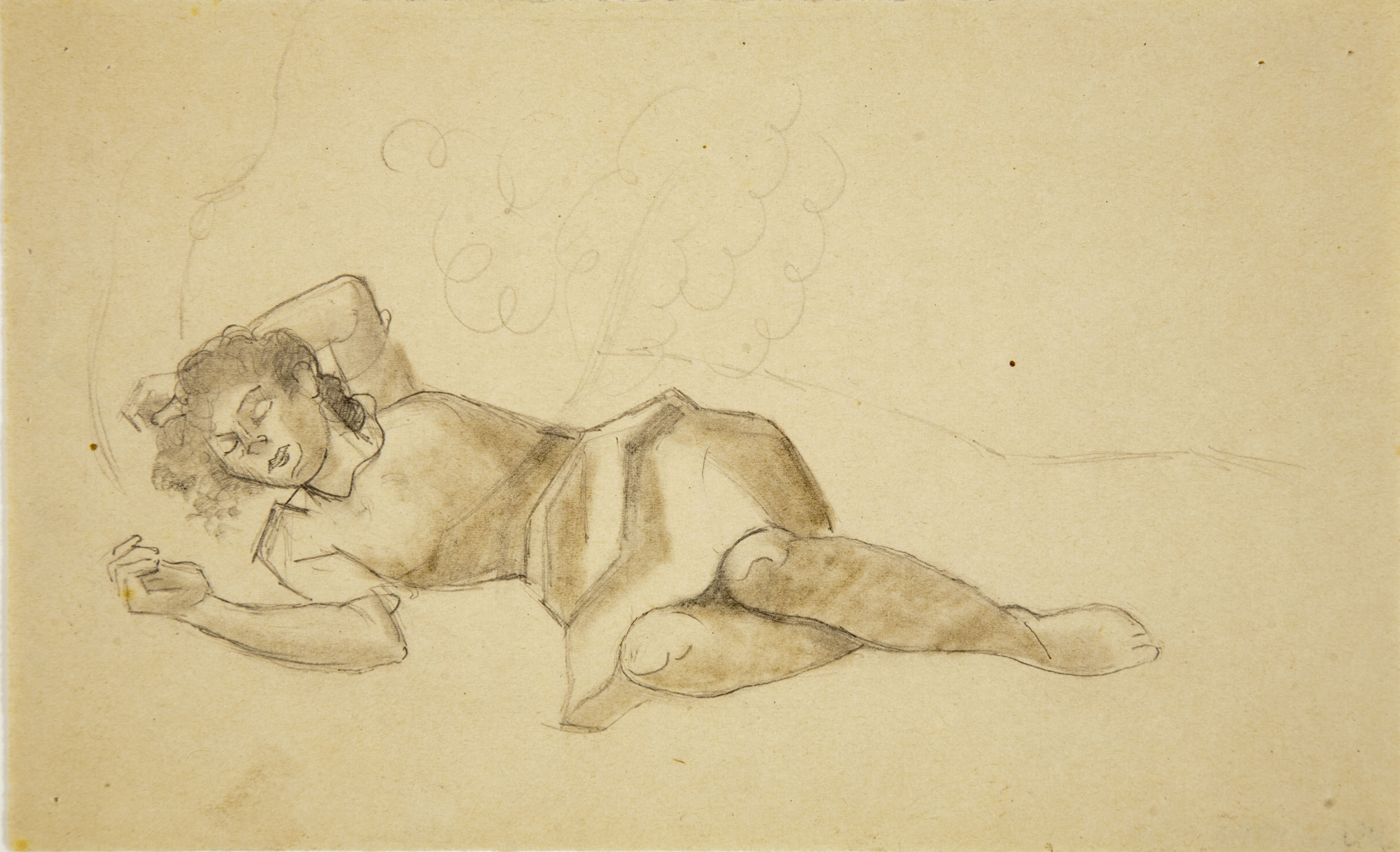 image for: Xavier Nogués - Dona adormida. Estudi preparatori per al gravat «Cavallers i dona dormint (Admiració)» - Cap a 1940