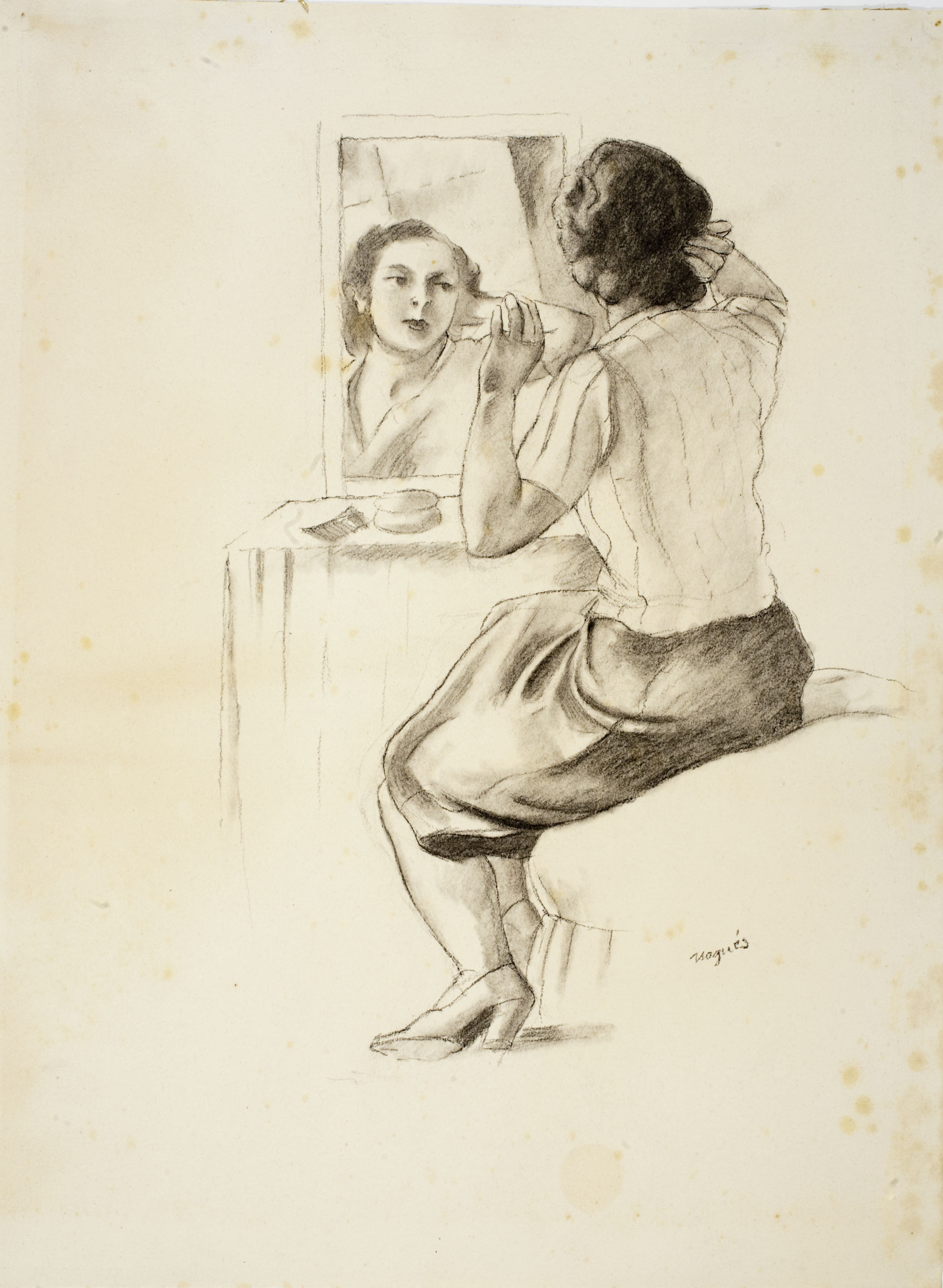 image for: Xavier Nogués - Dona davant del tocador - Cap a 1940