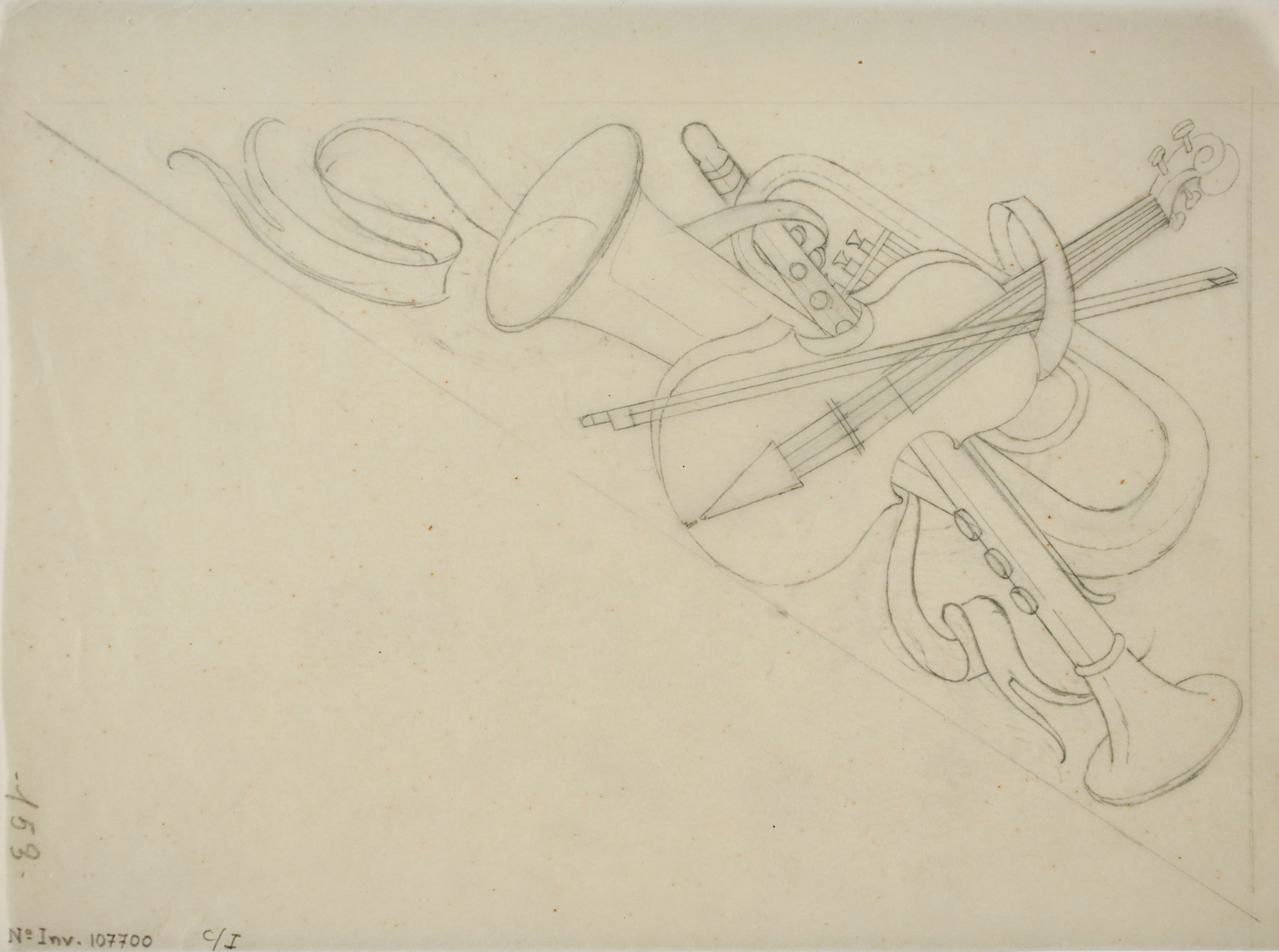 image for: Xavier Nogués - Composició amb instruments musicals. Projecte no realitzat per a la decoració d'un piano de cua