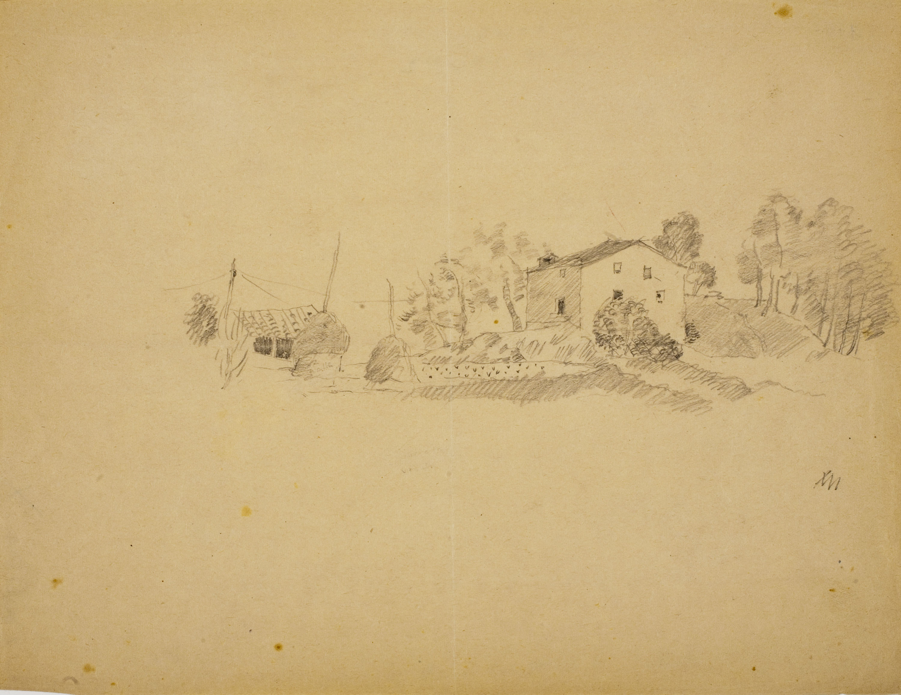 image for: Xavier Nogués - Paisatge amb masia - Segon quart del segle XX