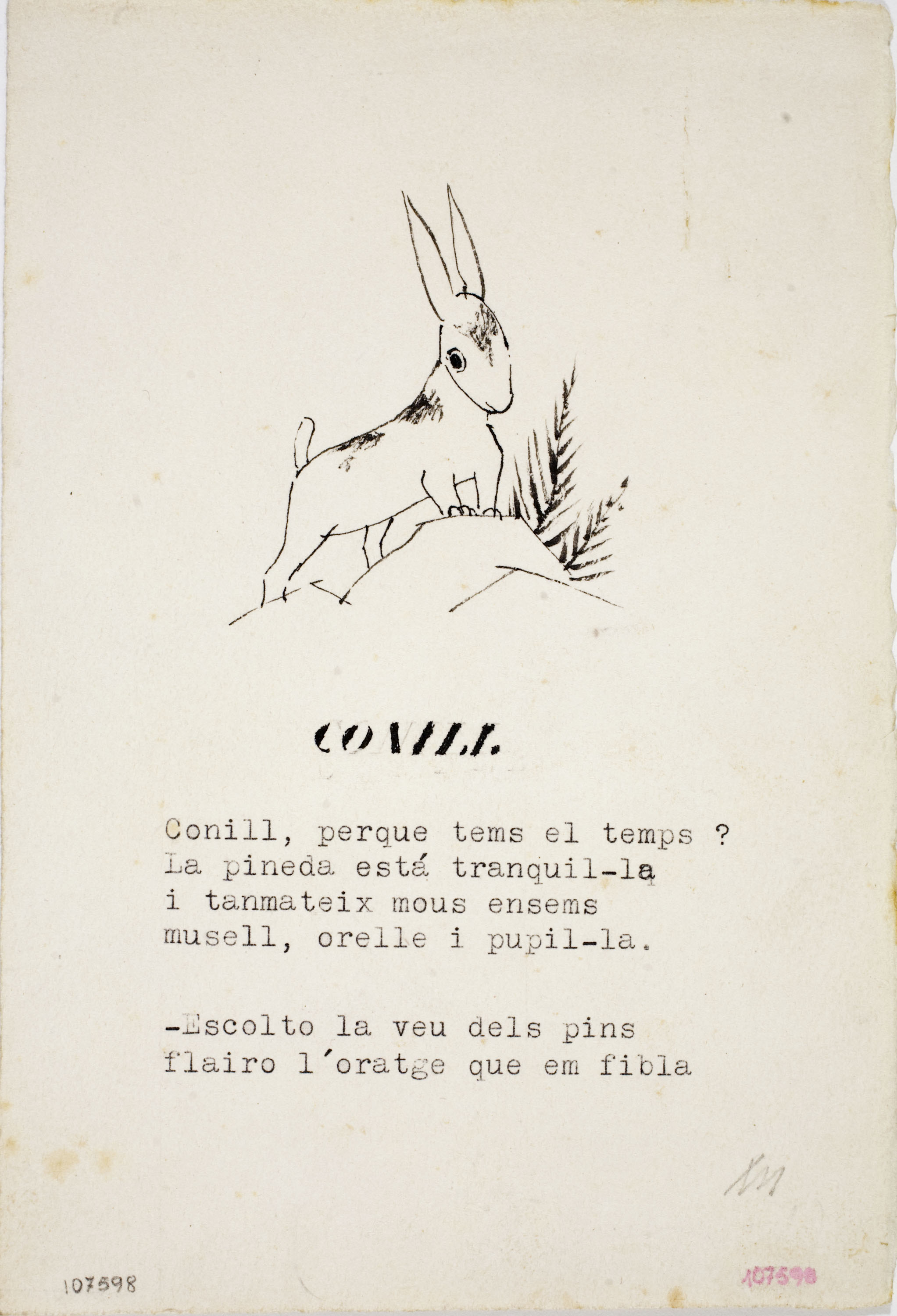 image for: Xavier Nogués - Conill (il·lustració per al «Bestiari» de Joan Oliver) - Cap a 1937
