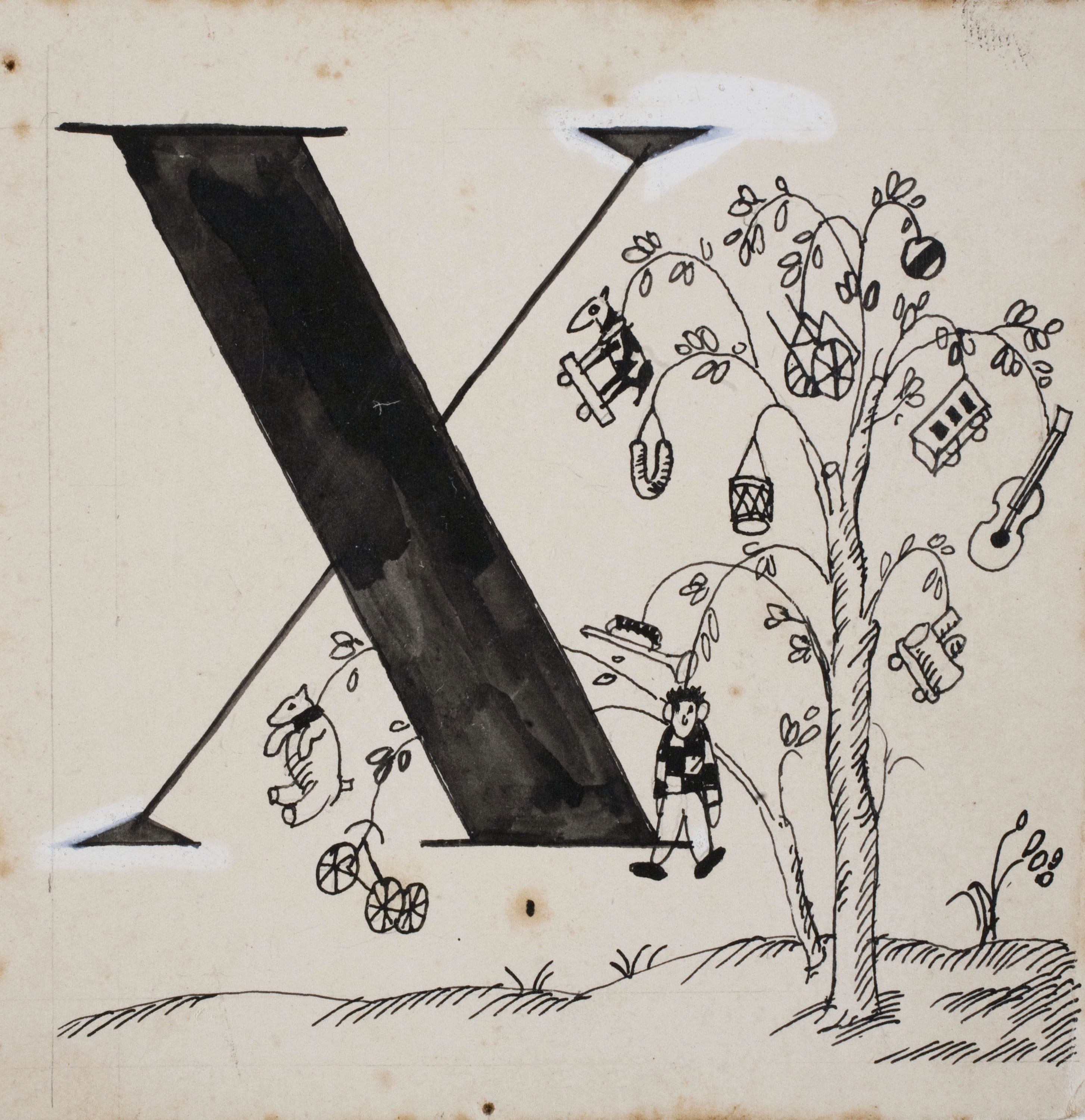 image for: Xavier Nogués - Lletra X (il·lustració per a l'«Abecedari català per a nens» editat per la Llibreria Nacional Catalana de Salvat-Papasseit) - 1920