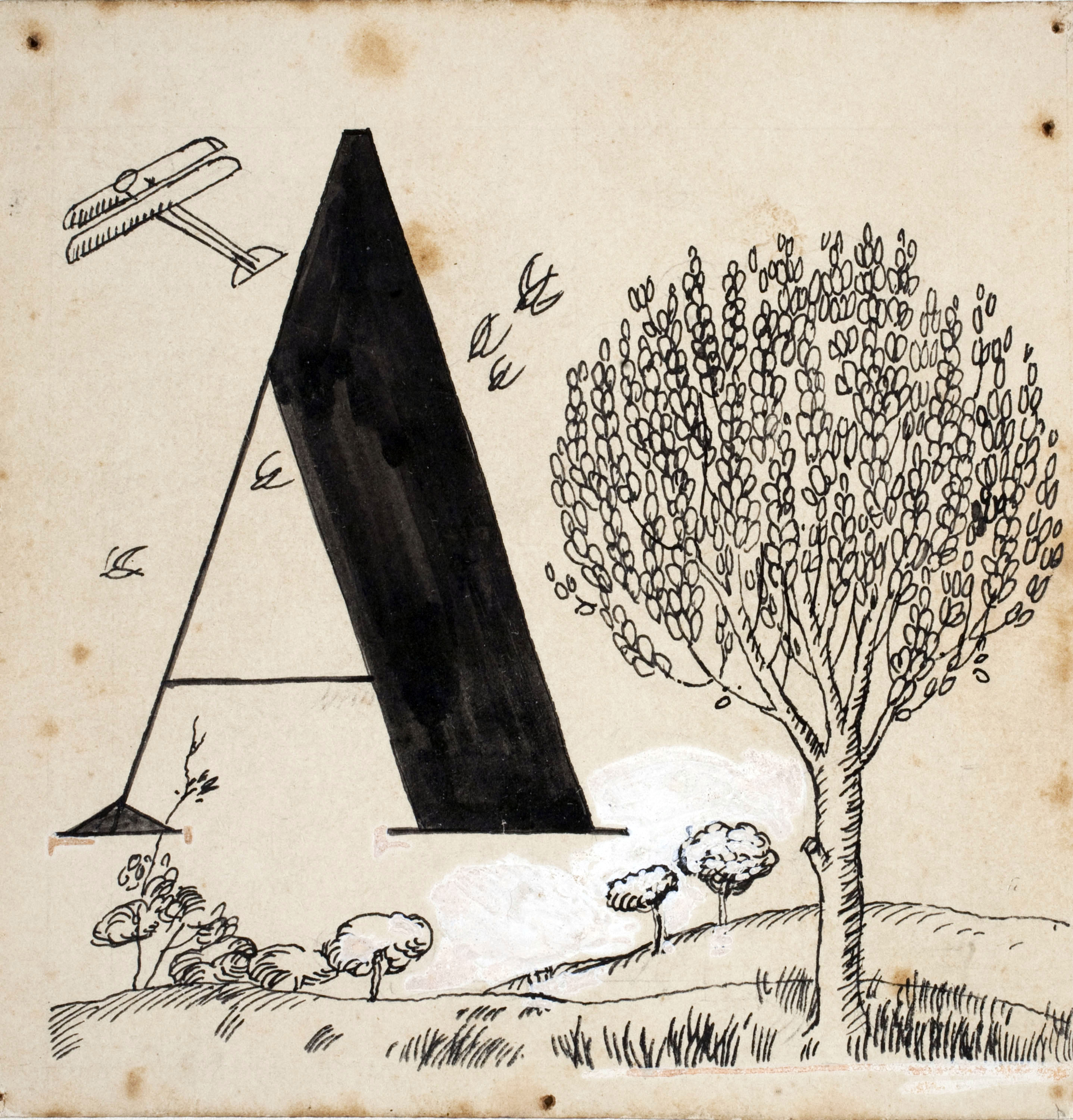 Xavier Nogués - Lletra A (il·lustració per a l'«Abecedari català per a nens» editat per la Llibreria Nacional Catalana de Salvat-Papasseit) - 1920 image for: Xavier Nogués - Lletra A (il·lustració per a l'«Abecedari català per a nens» editat per la Llibreria Nacional Catalana de Salvat-Papasseit) - 1920