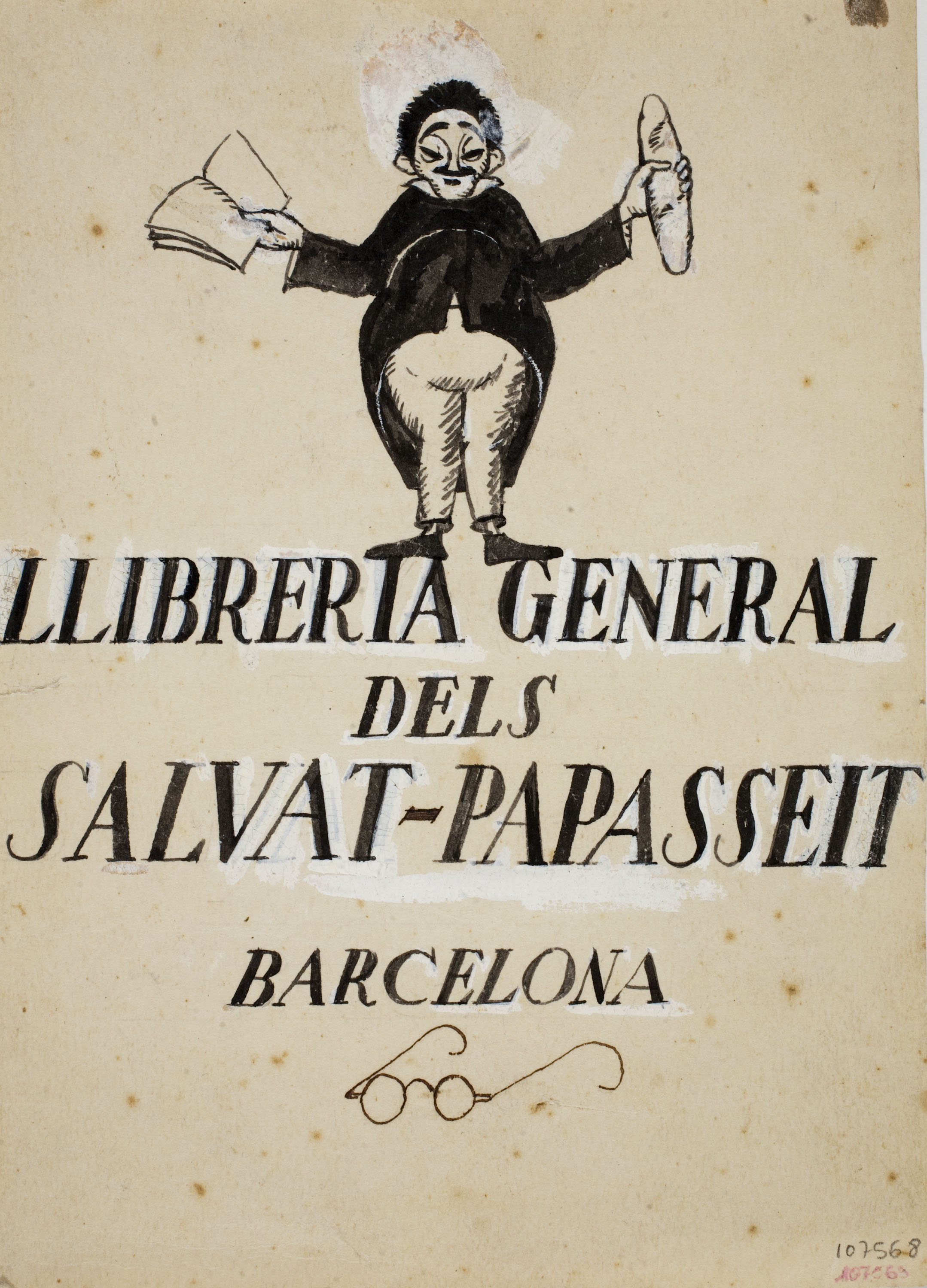 image for: Xavier Nogués - Estudi preparatori per a l'anunci de la «Llibreria general dels Salvat-Papasseit, Barcelona» - Cap a 1920
