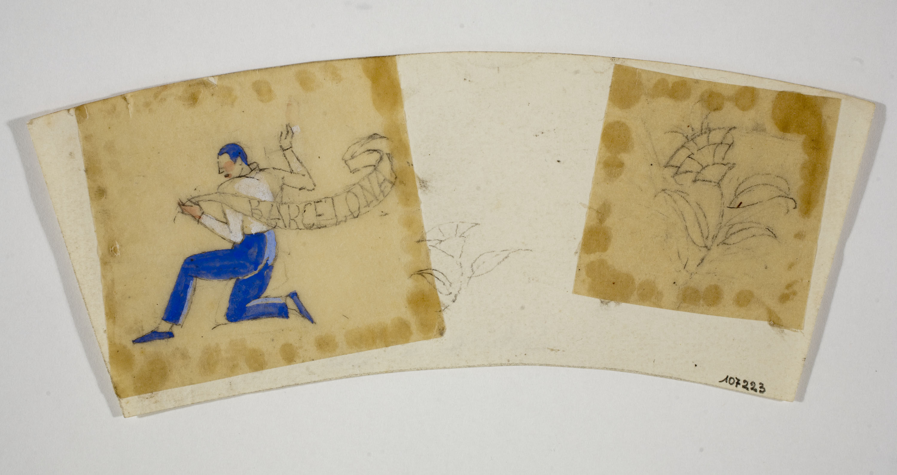 image for: Xavier Nogués - Composició al·lusiva a la inauguració del Poble Espanyol i flor. Estudi preparatori per a la decoració de vidre esmaltat - Cap a 1929