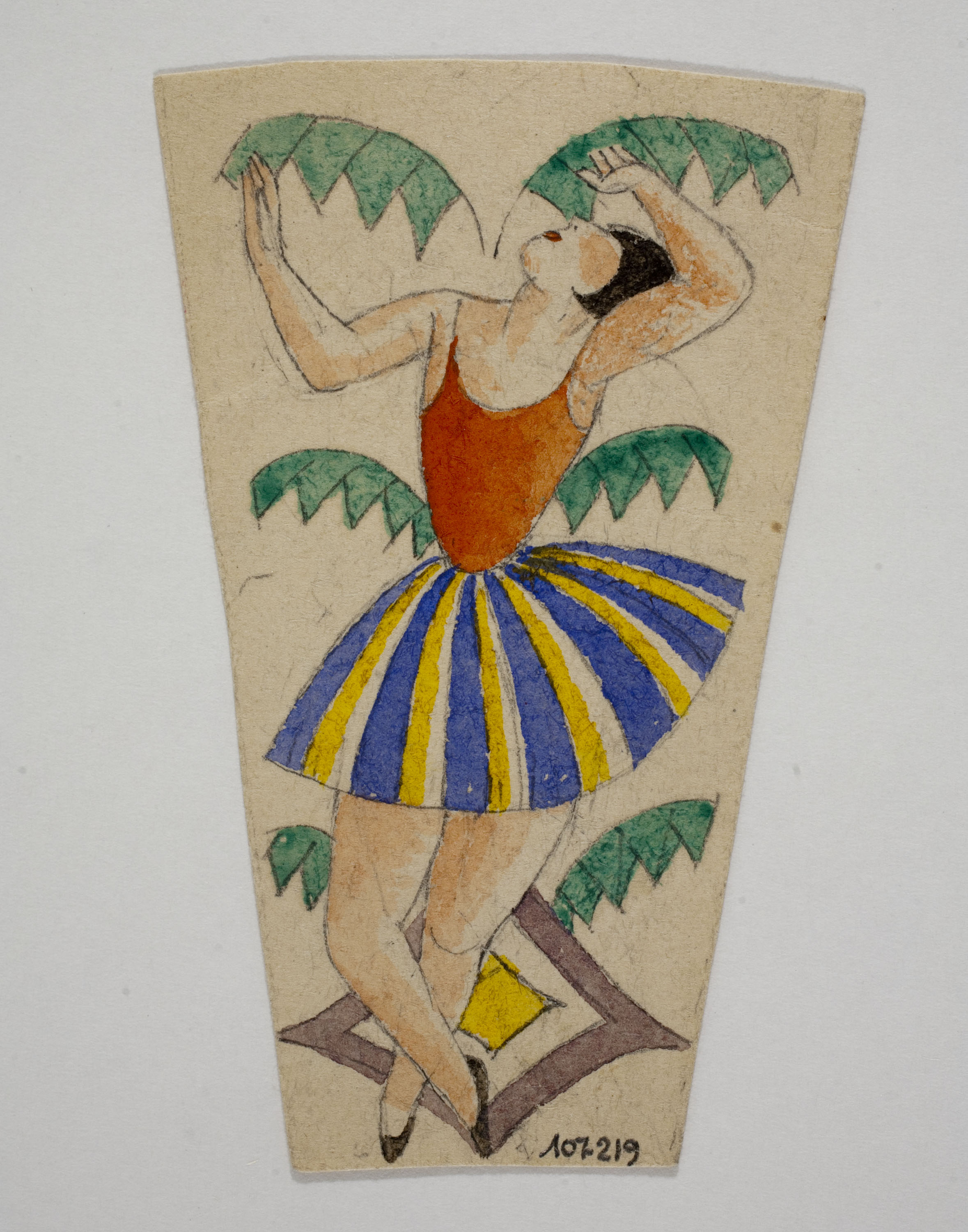 Xavier Nogués - Ballarina i motius vegetals. Estudi preparatori per a la decoració de vidre esmaltat - Cap a 1924-1928 image for: Xavier Nogués - Ballarina i motius vegetals. Estudi preparatori per a la decoració de vidre esmaltat - Cap a 1924-1928