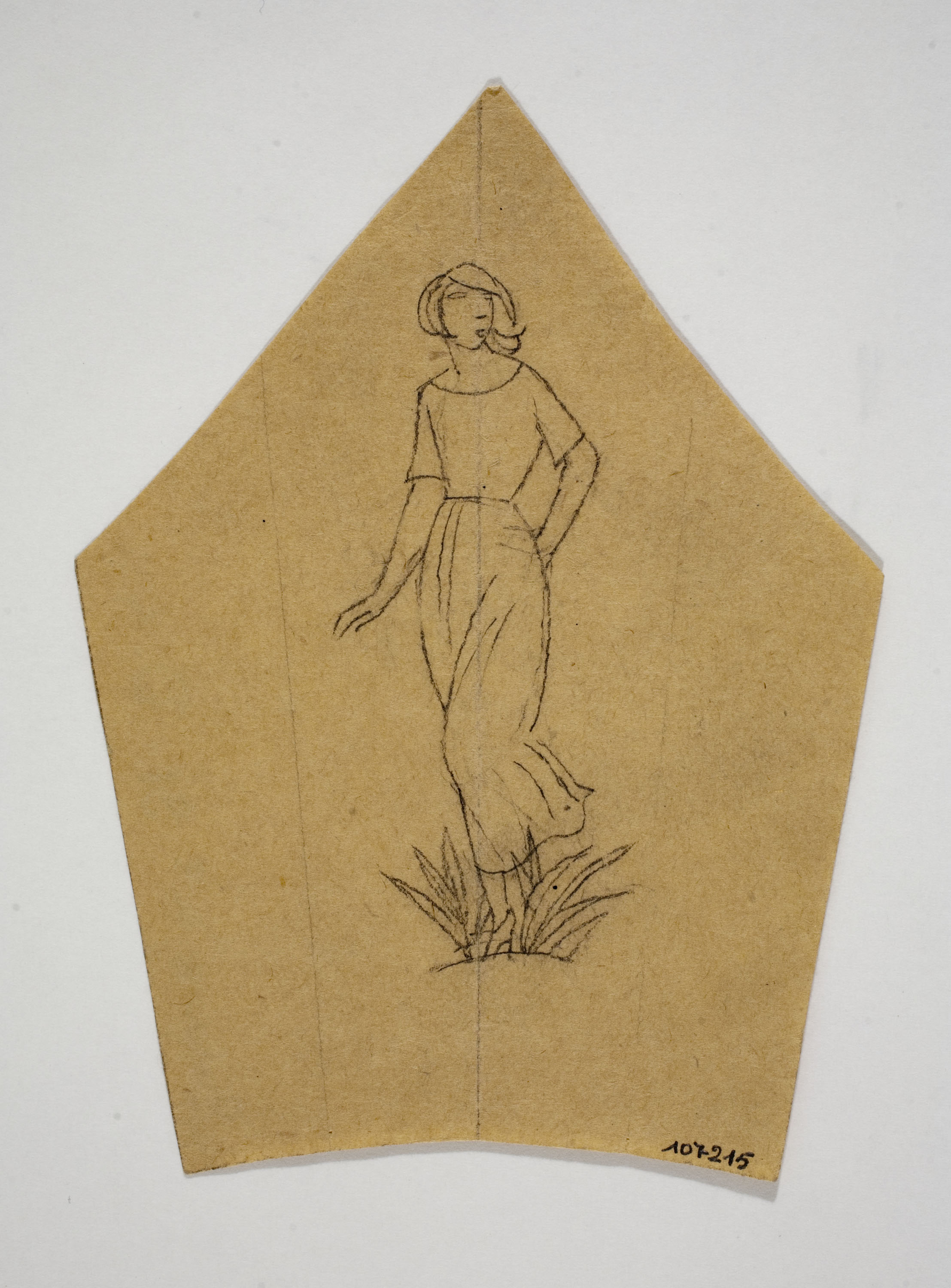 image for: Xavier Nogués - Dona dempeus i motius vegetals. Estudi preparatori per a la decoració de vidre esmaltat - Cap a 1924-1928