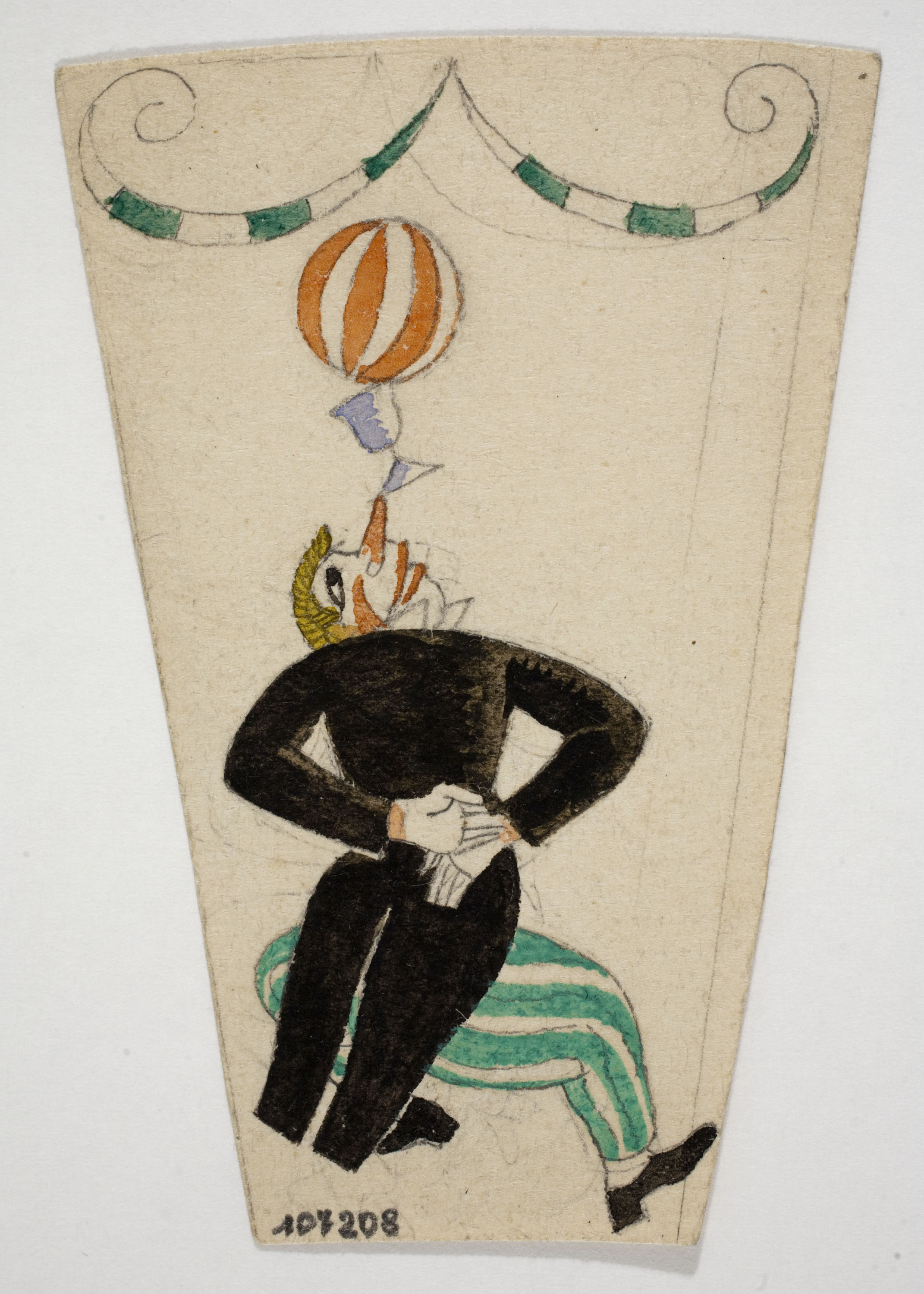 image for: Xavier Nogués - Equilibrista (escena de circ). Estudi preparatori per a la decoració de vidre esmaltat - Cap a 1924-1928