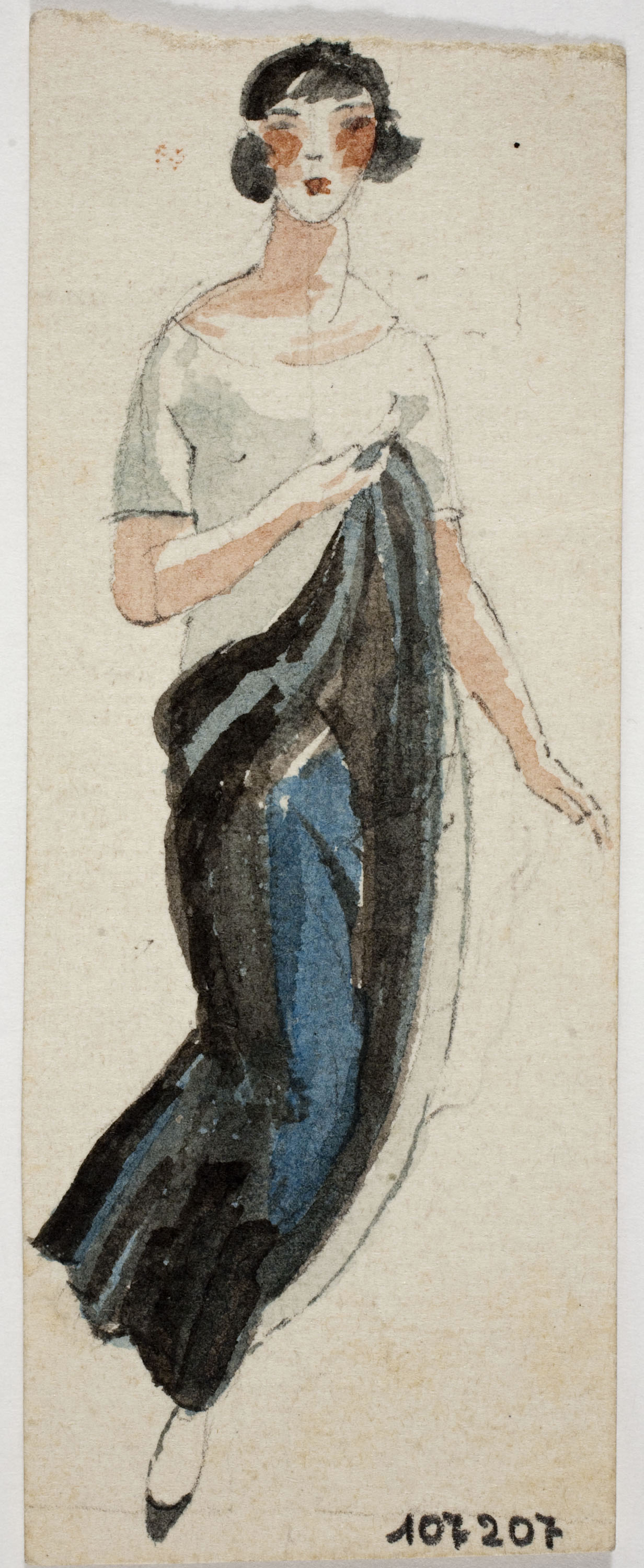 image for: Xavier Nogués - Dona ballant. Estudi preparatori per a la decoració de vidre esmaltat - Cap a 1924-1928
