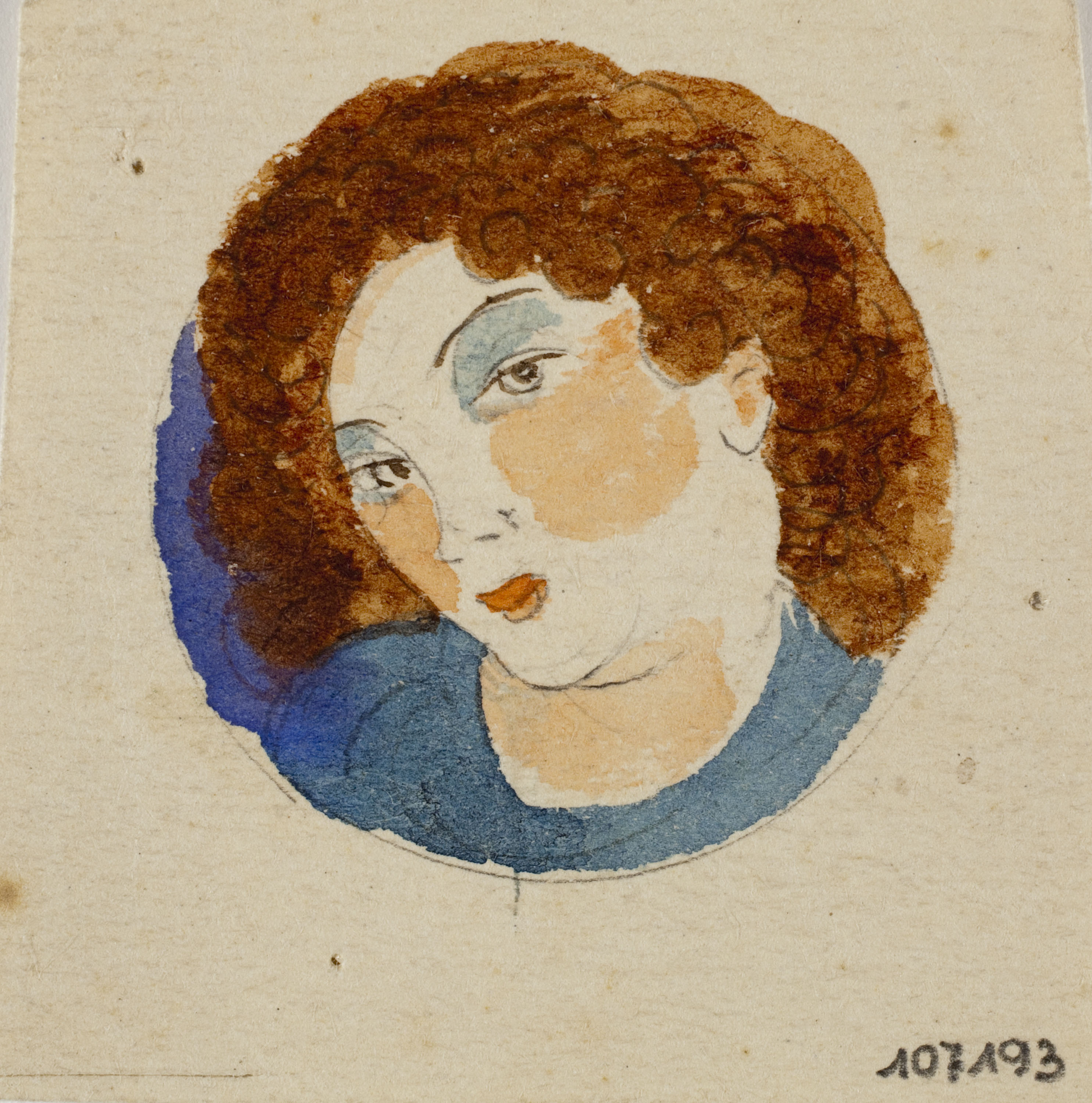 image for: Xavier Nogués - Cap de dona. Estudi preparatori per a la decoració d'un medalló de vidre esmaltat - Cap a 1924-1928